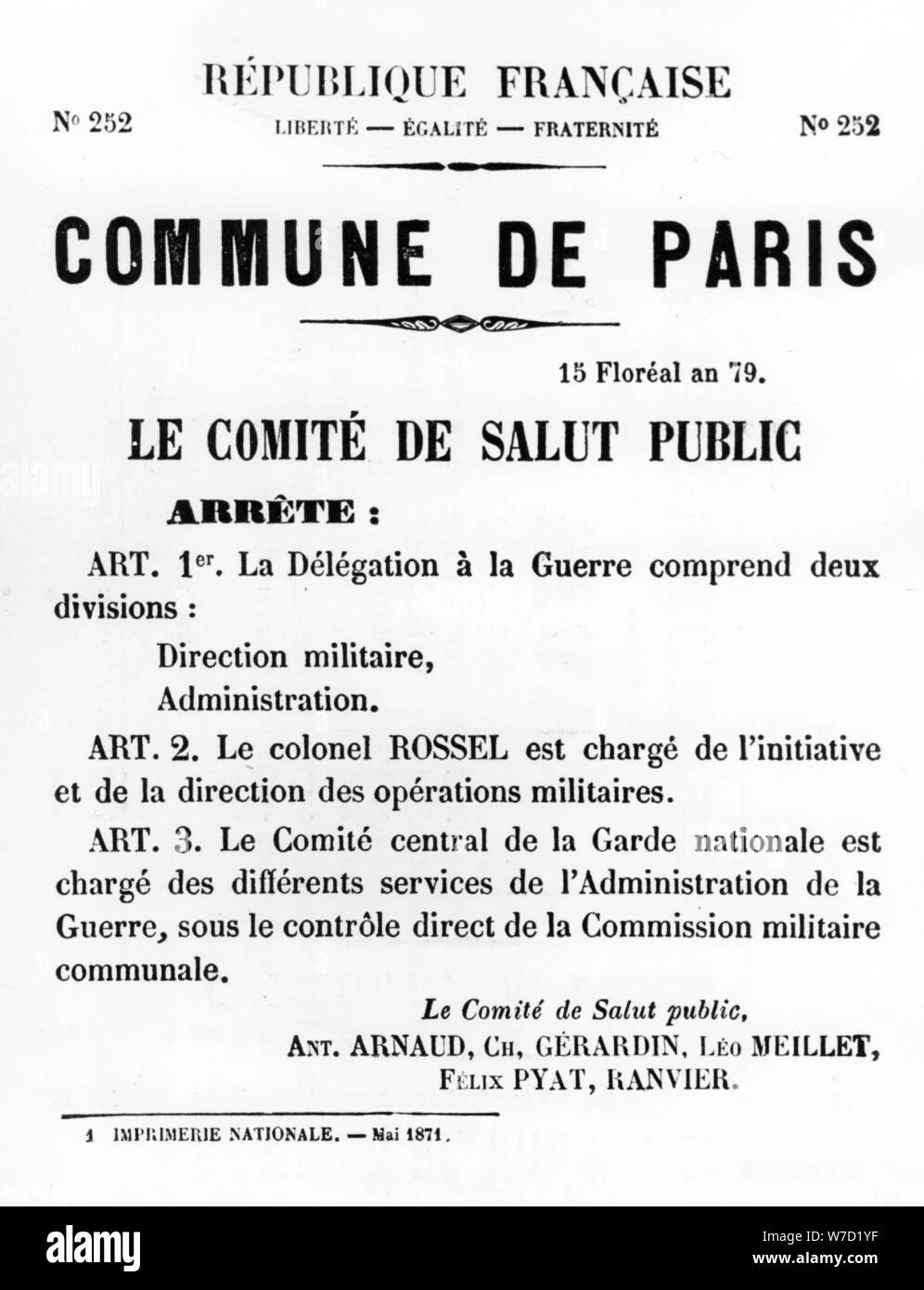 Commune de Paris, from French Political posters of the Paris Commune,  May 1871. Artist: Unknown Stock Photo