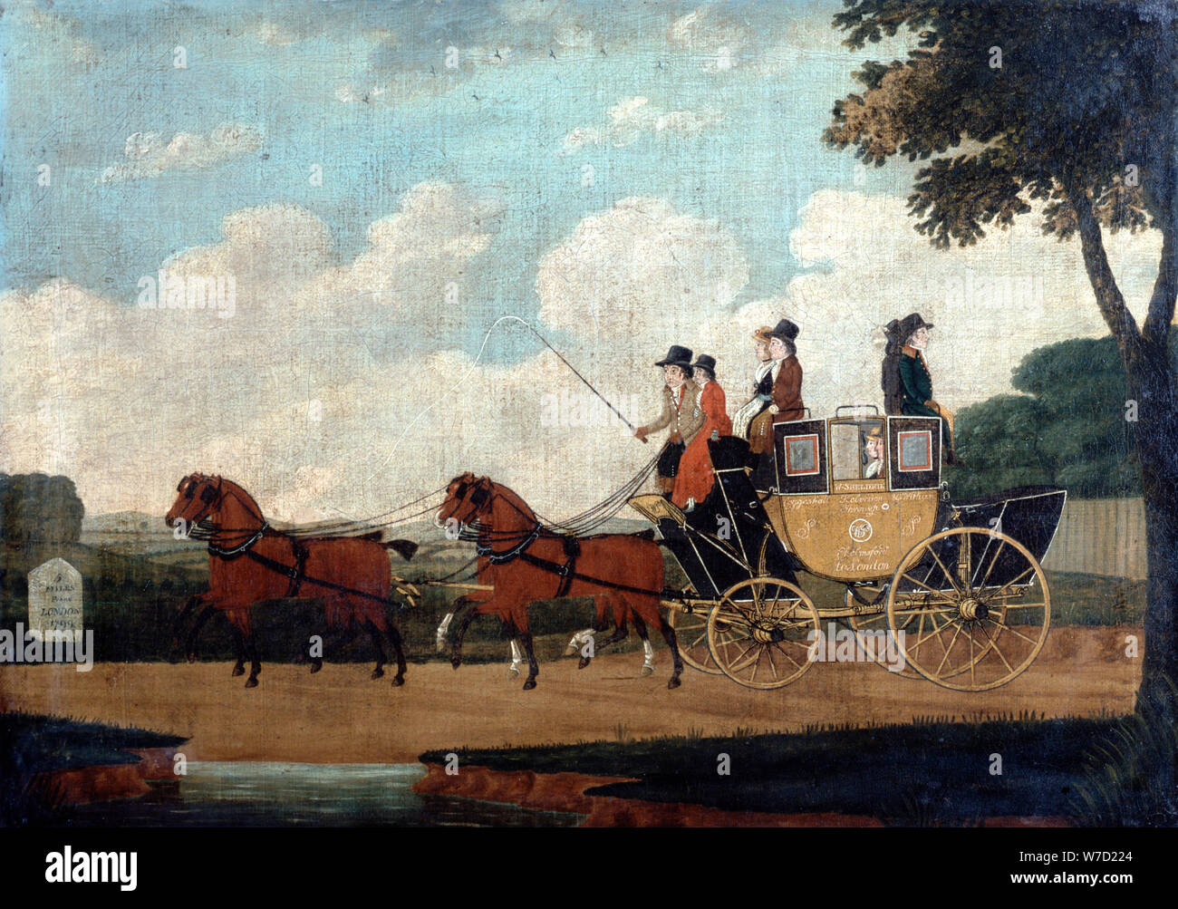 'The Royal Mail Coach, Chelmsford to London', 1799.  Artist: John Cordrey Stock Photo