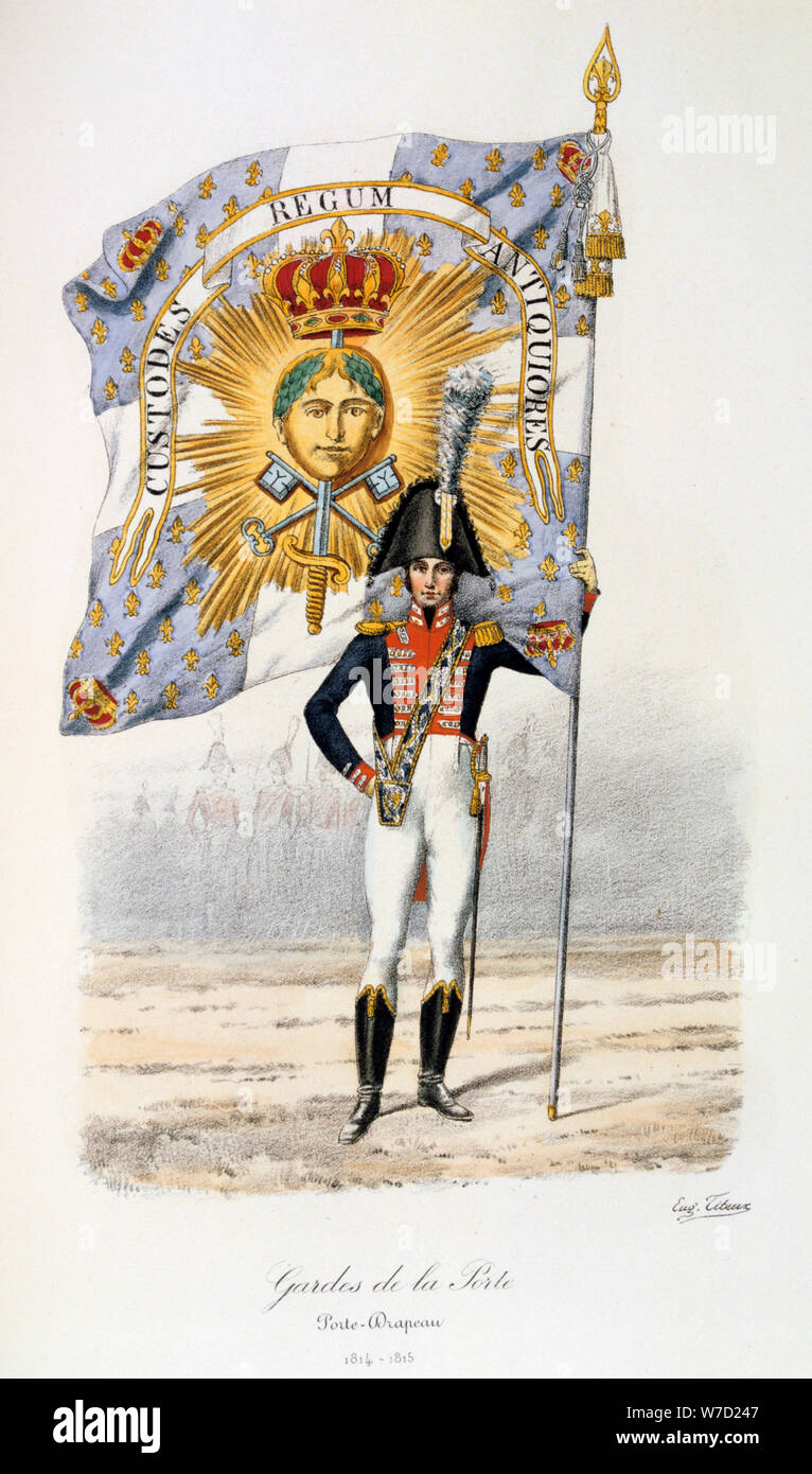 Gardes de la Porte, Flag bearer, 1814-15 Artist: Eugene Titeux Stock Photo