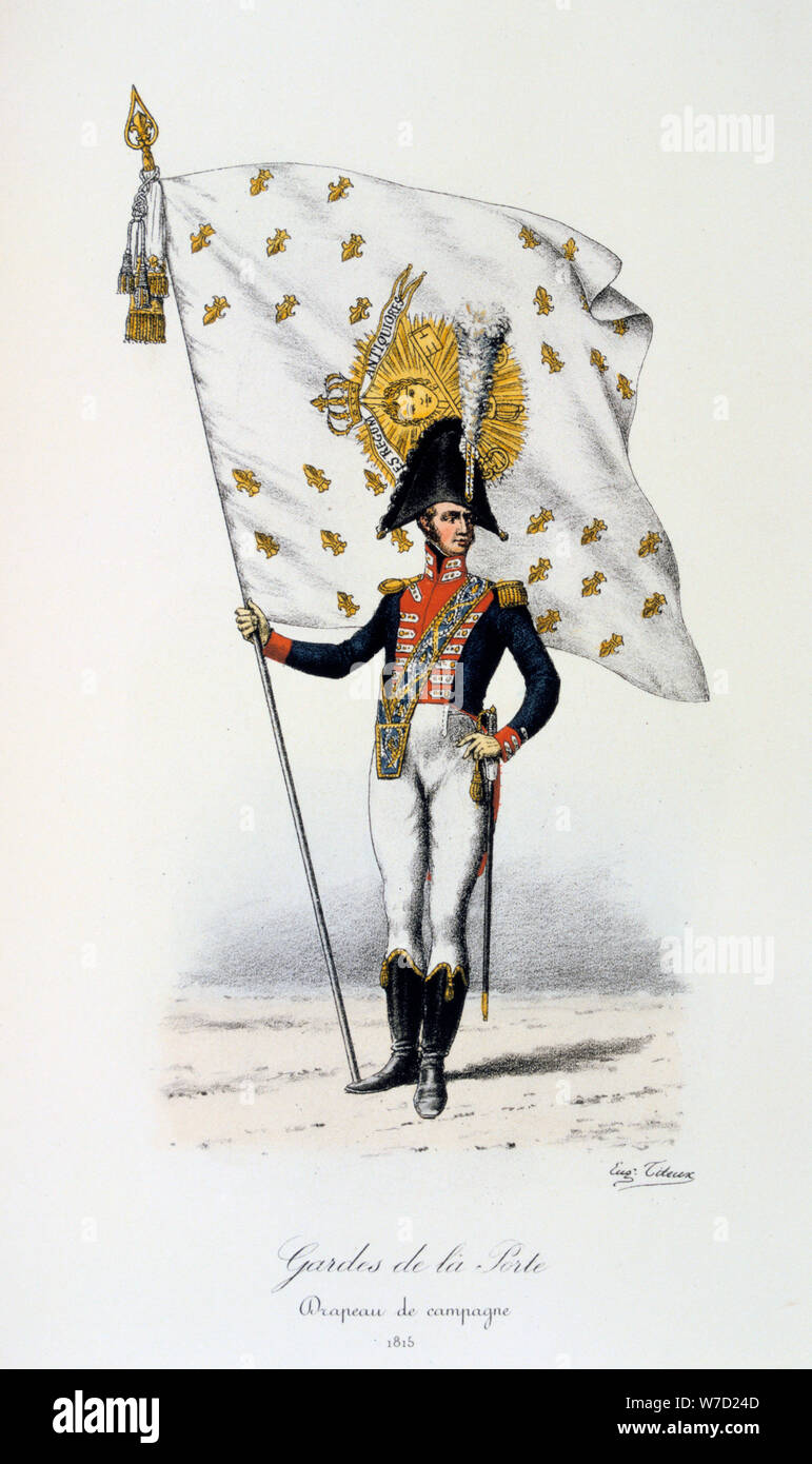 Gardes de la Porte, Campaign flag, 1815 Artist: Eugene Titeux Stock Photo