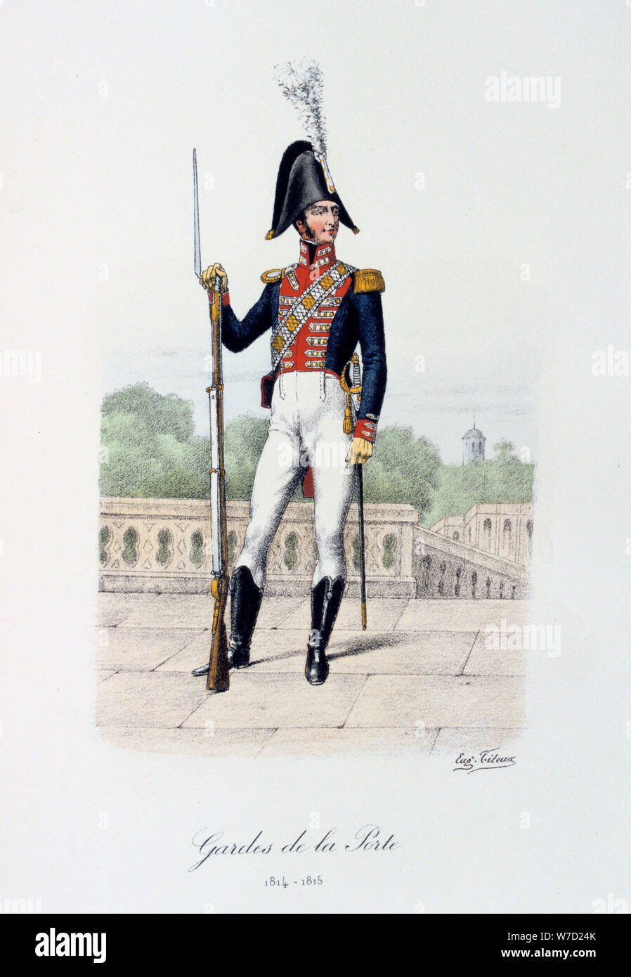 Gardes de la Porte, 1814-15 Artist: Eugene Titeux Stock Photo