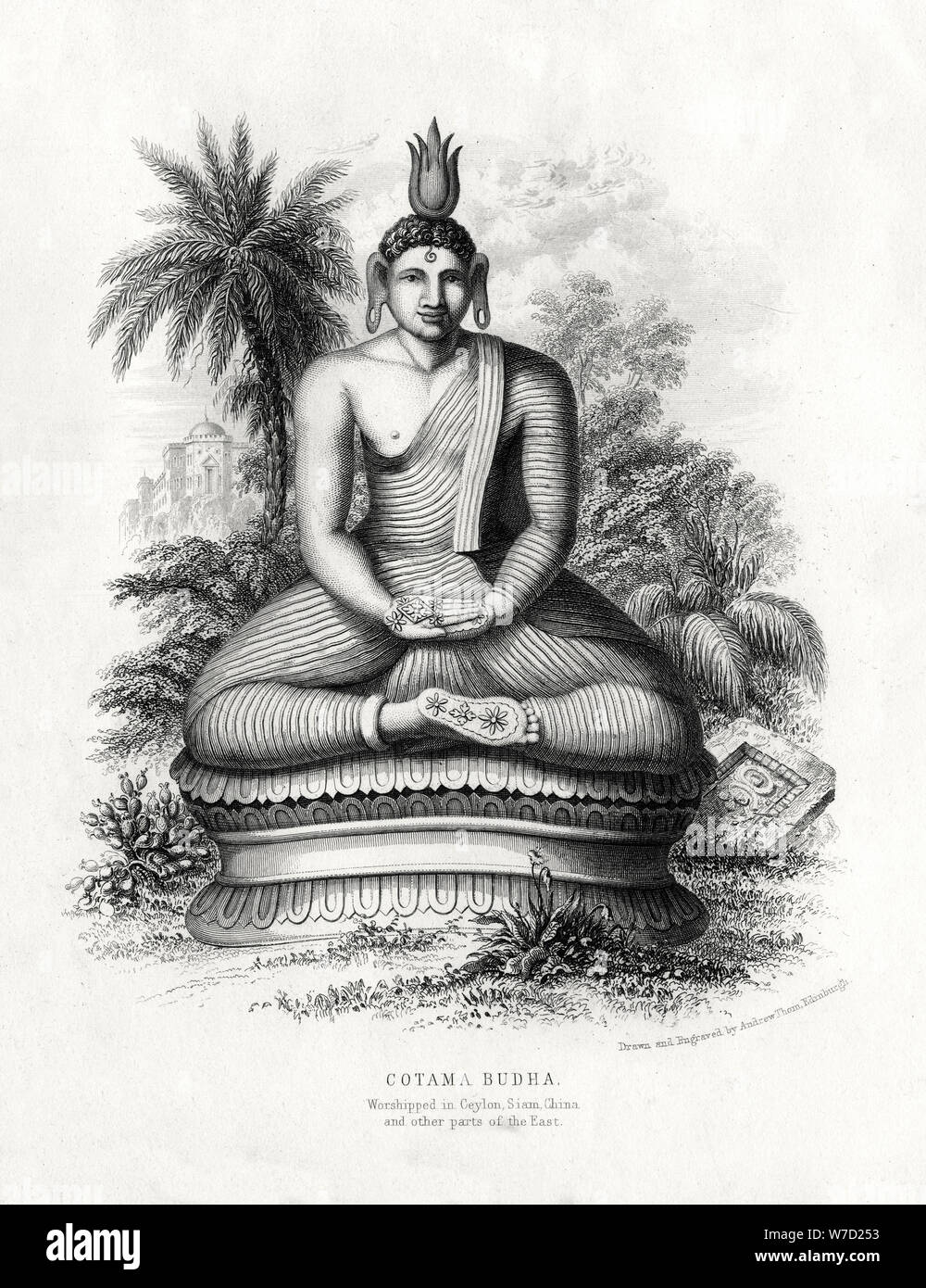 Cotoma Budha, worshipped in Ceylon, Siam, China, 19th century. Artist: Andrew Thom Stock Photo