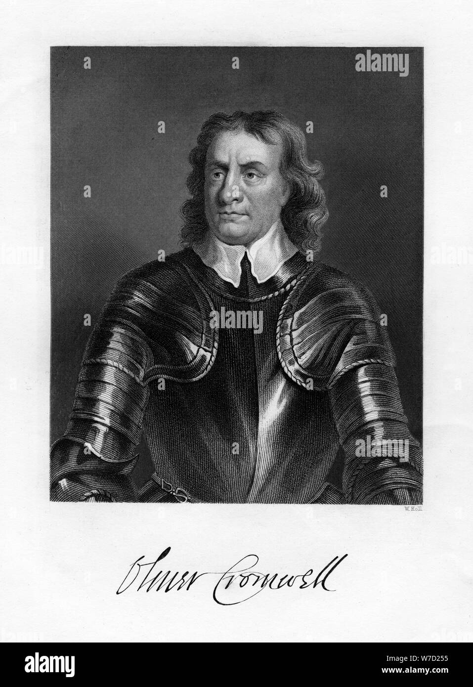 Oliver Cromwell, English soldier and statesman, 19th century. Artist: W Holl Stock Photo