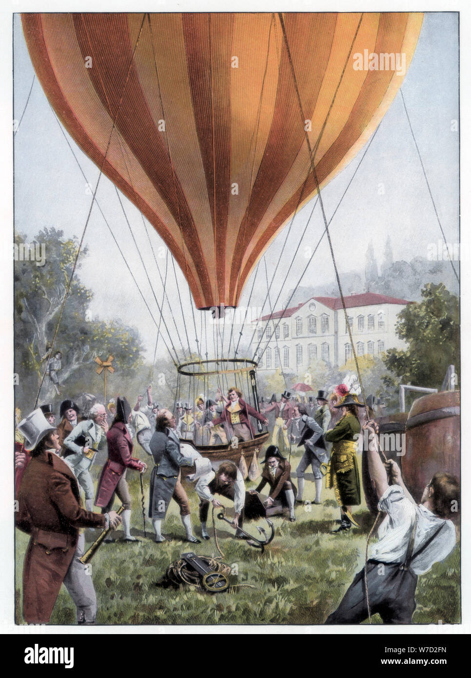 Joseph Louis Gay-Lussac's hot air balloon ascent, Paris, September 1804 (1900). Artist: Unknown Stock Photo