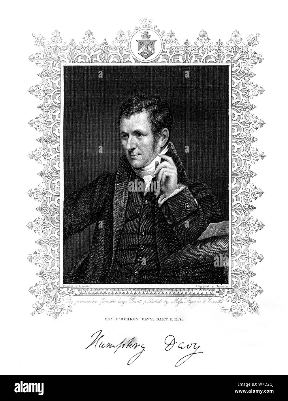 Sir Humphry Davy, Cornish chemist and physicist, 19th century.Artist: Thomson Stock Photo