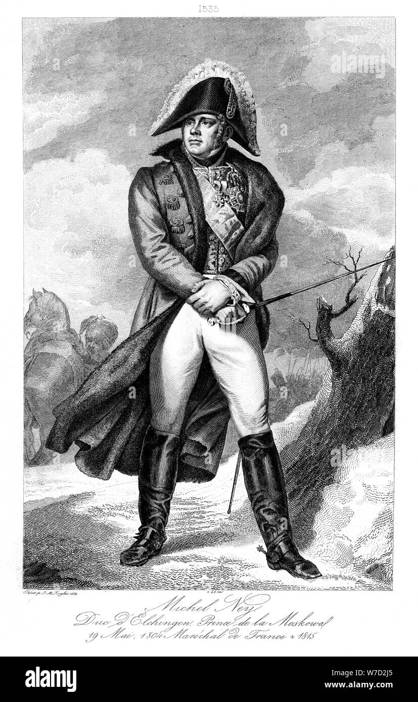 Michel Ney (1769-1815), Prince de la Moskowa, Duke of Elchingen and Marshal of France, 1839.Artist: Ruhiere Stock Photo