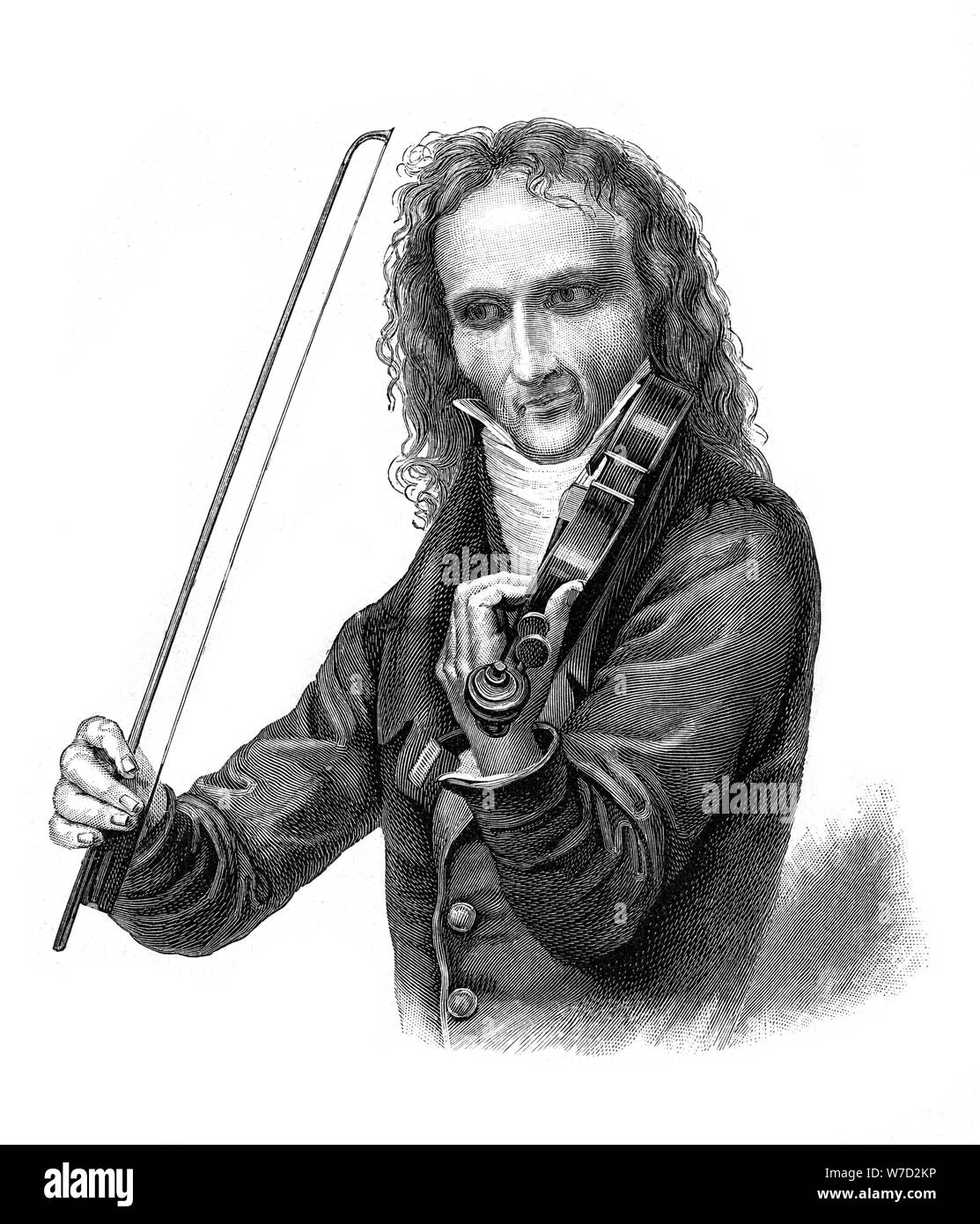Nicolo Paganini, 19th century Italian violinist, violist, guitarist and composer, (1900). Artist: Unknown Stock Photo