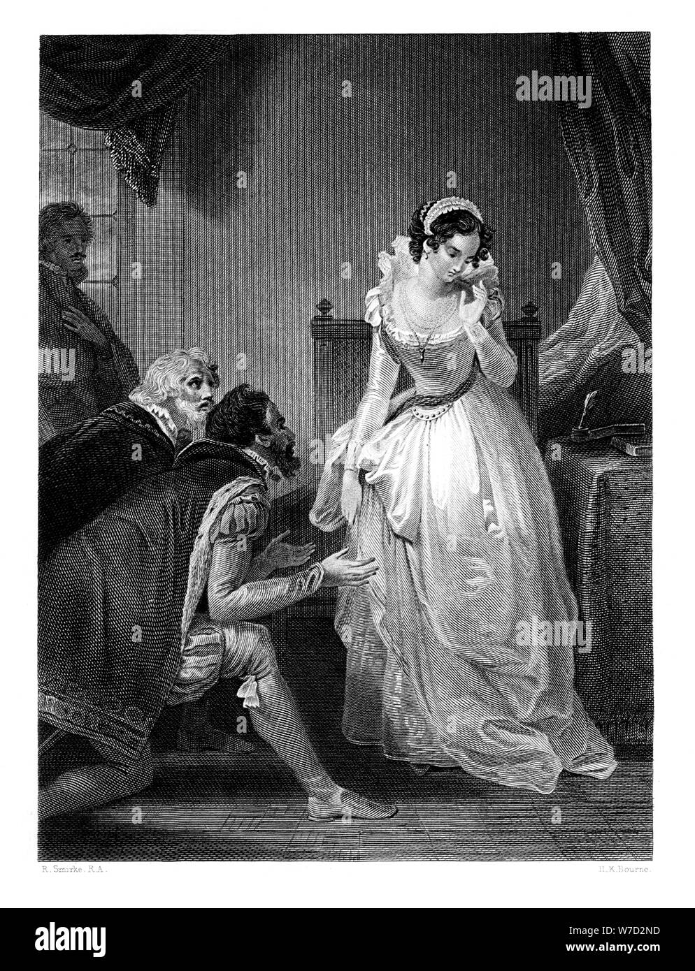 Lady Jane Grey declining the Crown, (1860).Artist: HK Bourne Stock Photo