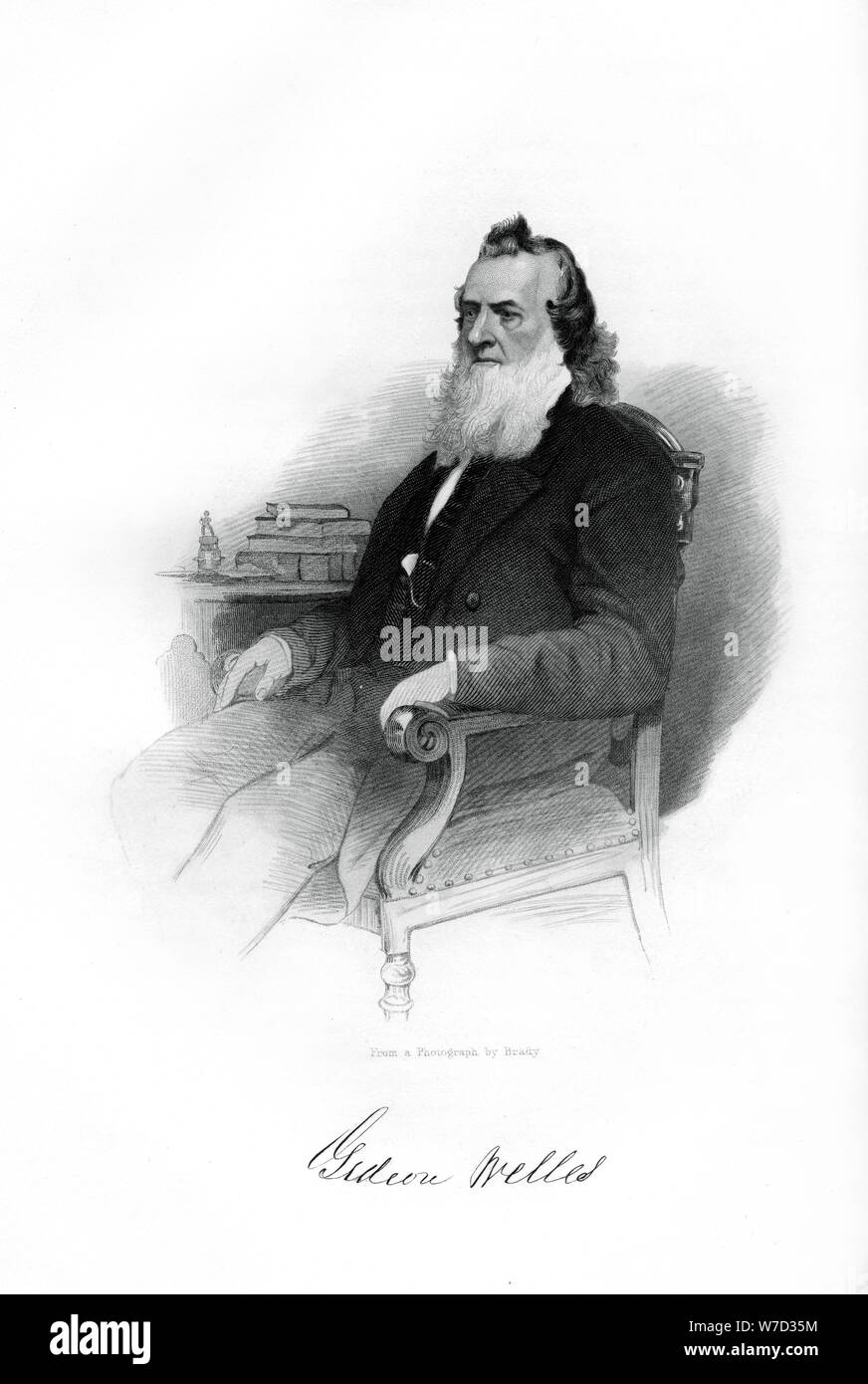 Gideon Welles, US Secretary of the Navy from 1861 to 1869, 1862-1867. Artist: Unknown Stock Photo