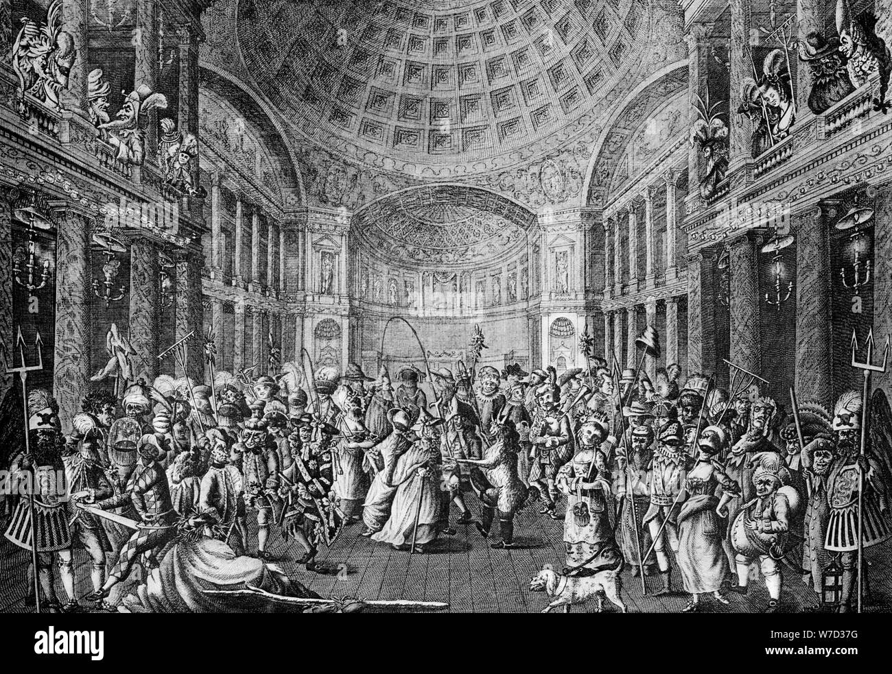 'A Masquerade Scene at the Pantheon', 1773. Artist: Charles White Stock Photo