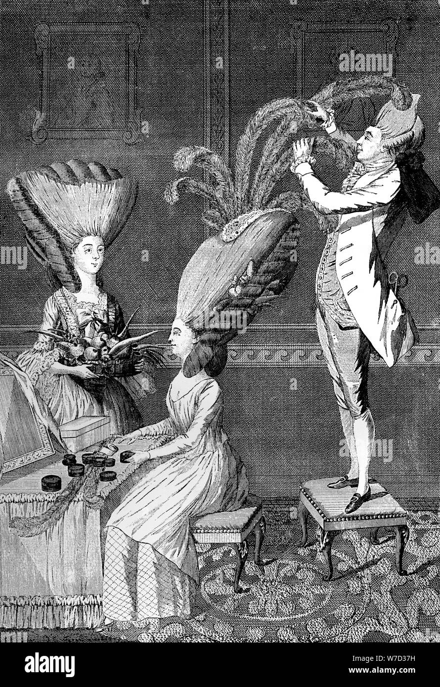 'The Preposterous Head Dress or The Feathered Lady', 1776. Artist: Unknown Stock Photo