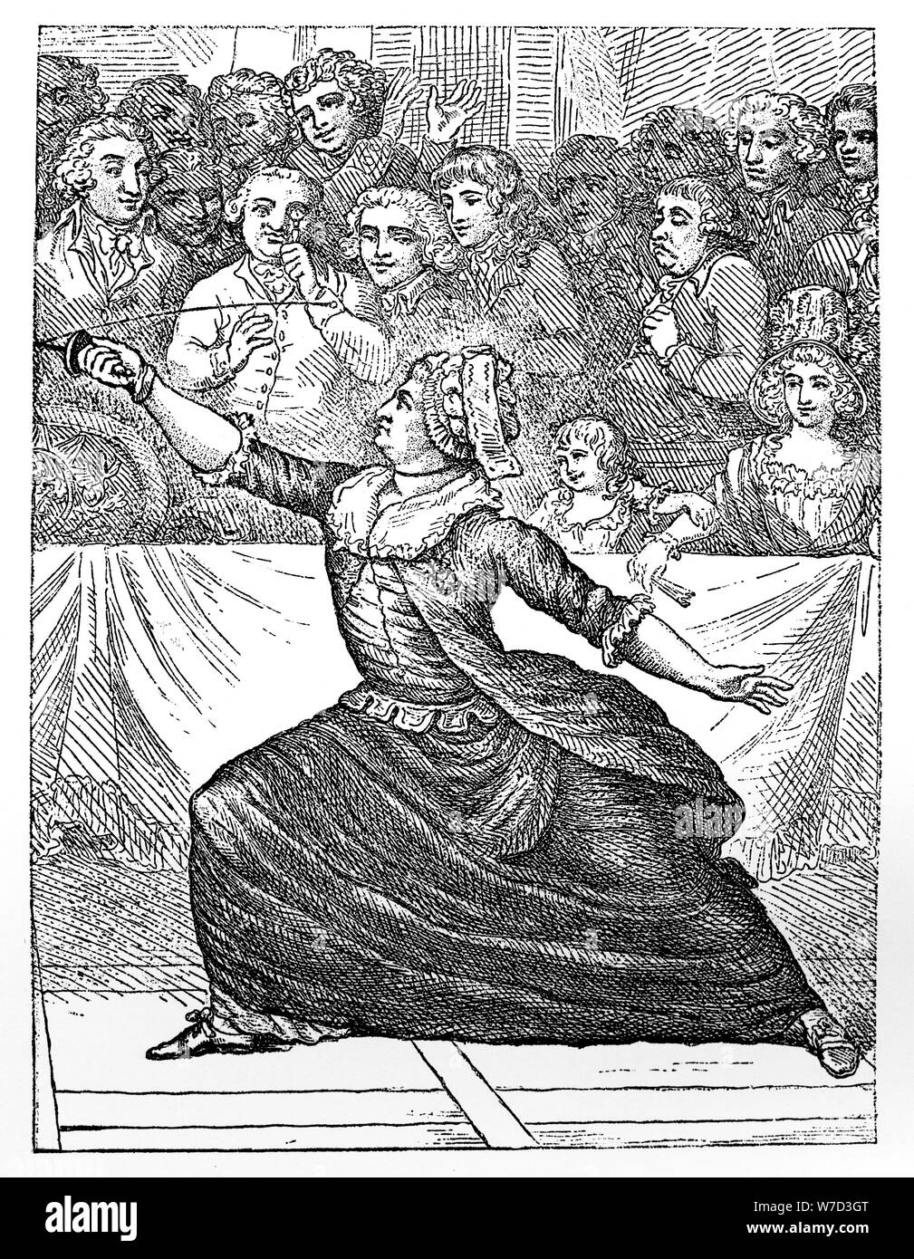 Mlle la Chevaliere d'Eon de Beaumont fencing, 18th century. Artist: Unknown Stock Photo