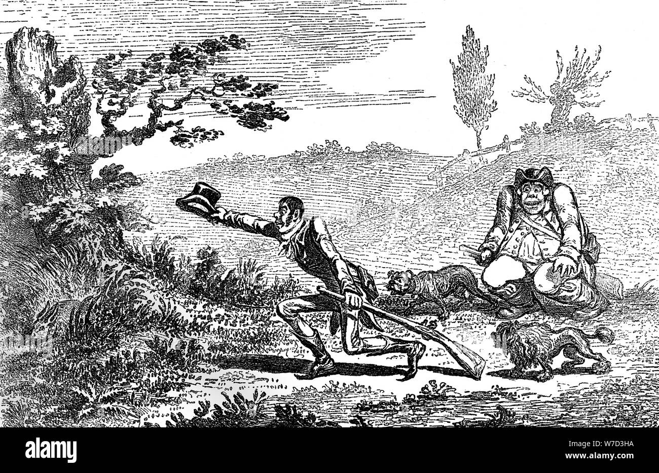 'Cockney Sportsmen finding a hare', 1800. Artist: Unknown Stock Photo