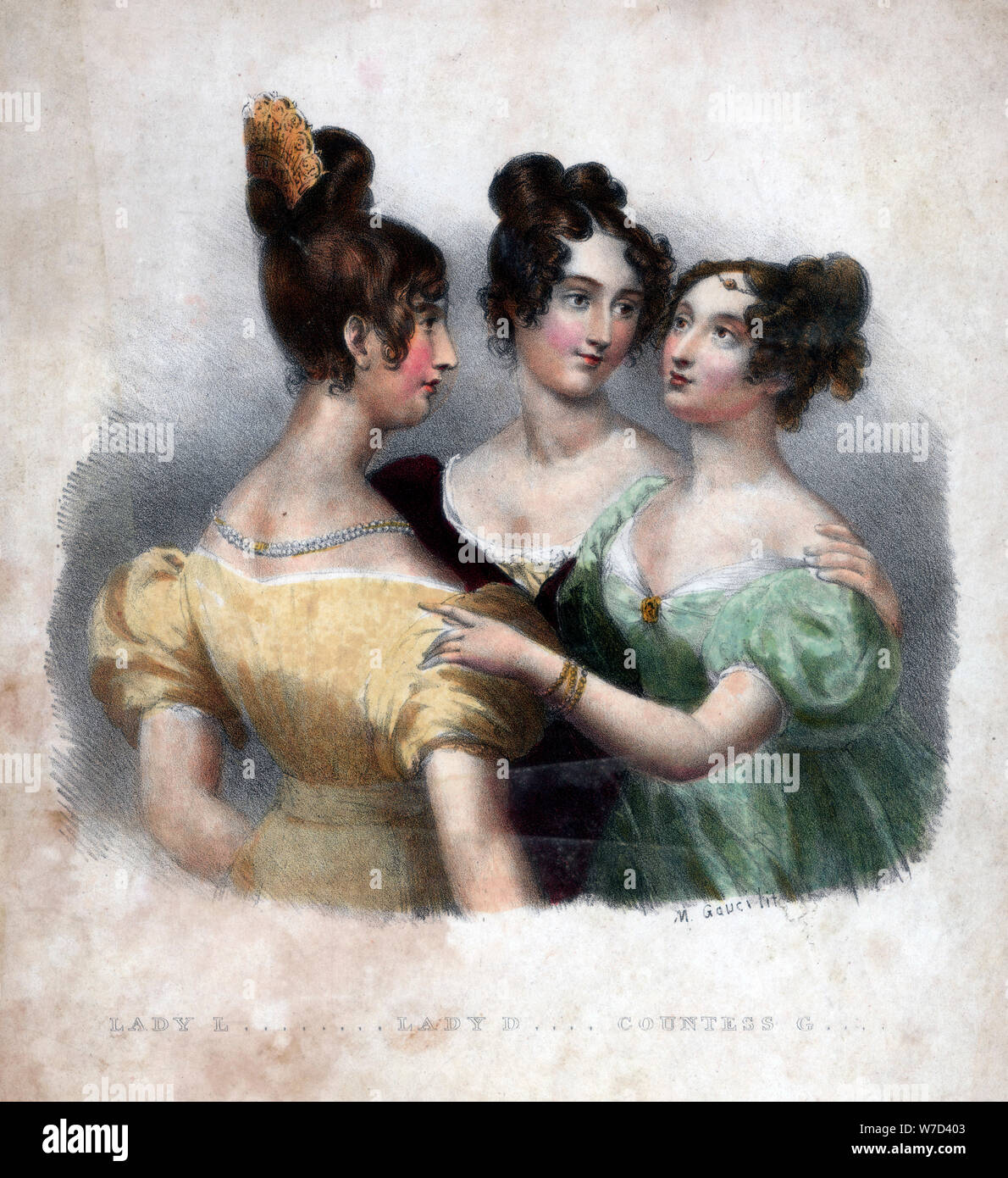 Three 19th century ladies.Artist: Maxim Gauci Stock Photo
