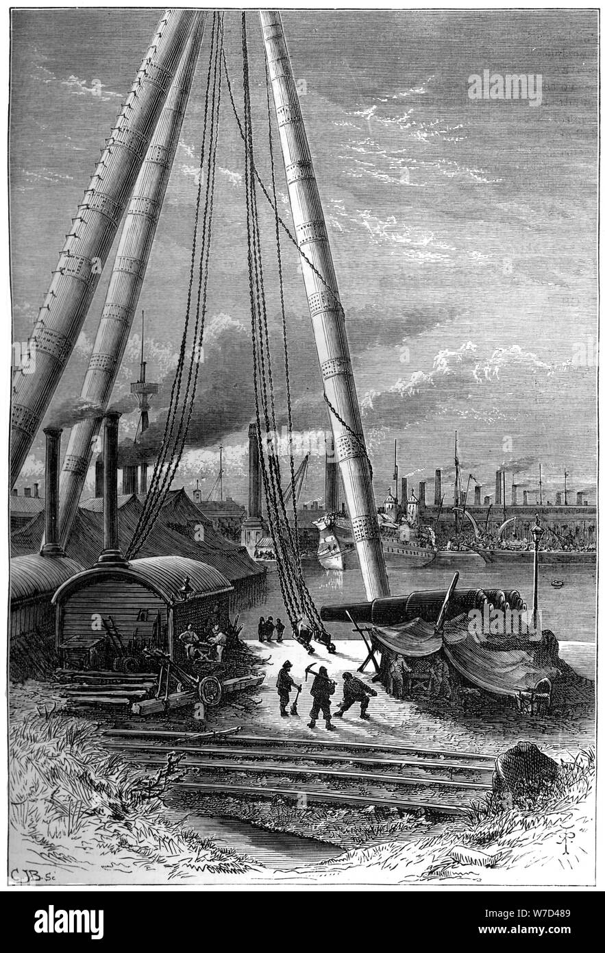 Repairing basin, Portsmouth Dockyard, c1880.Artist CJB Stock Photo Alamy