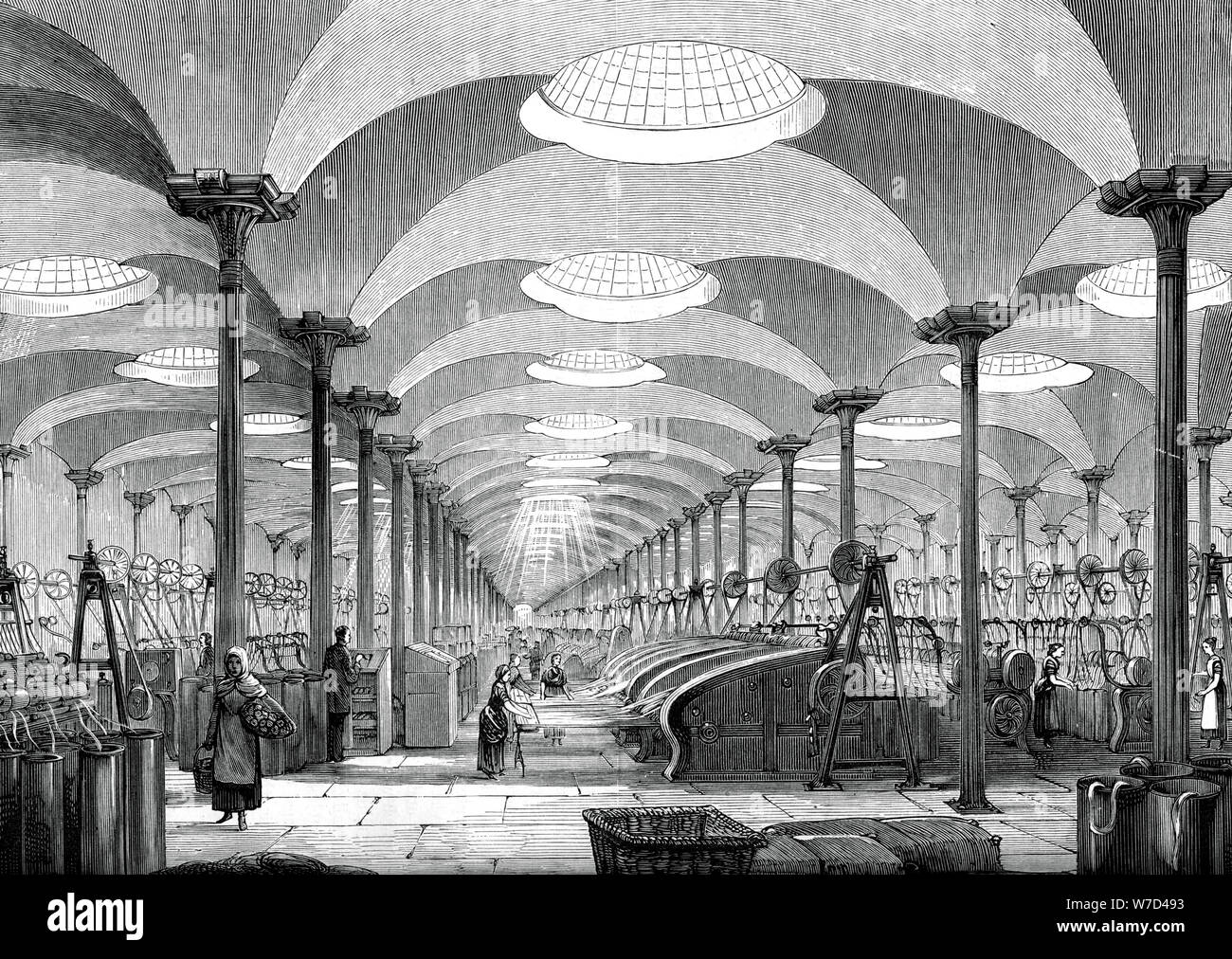 Great hall in Messrs Marshall's flax mill, Leeds, c1880. Artist: Unknown Stock Photo