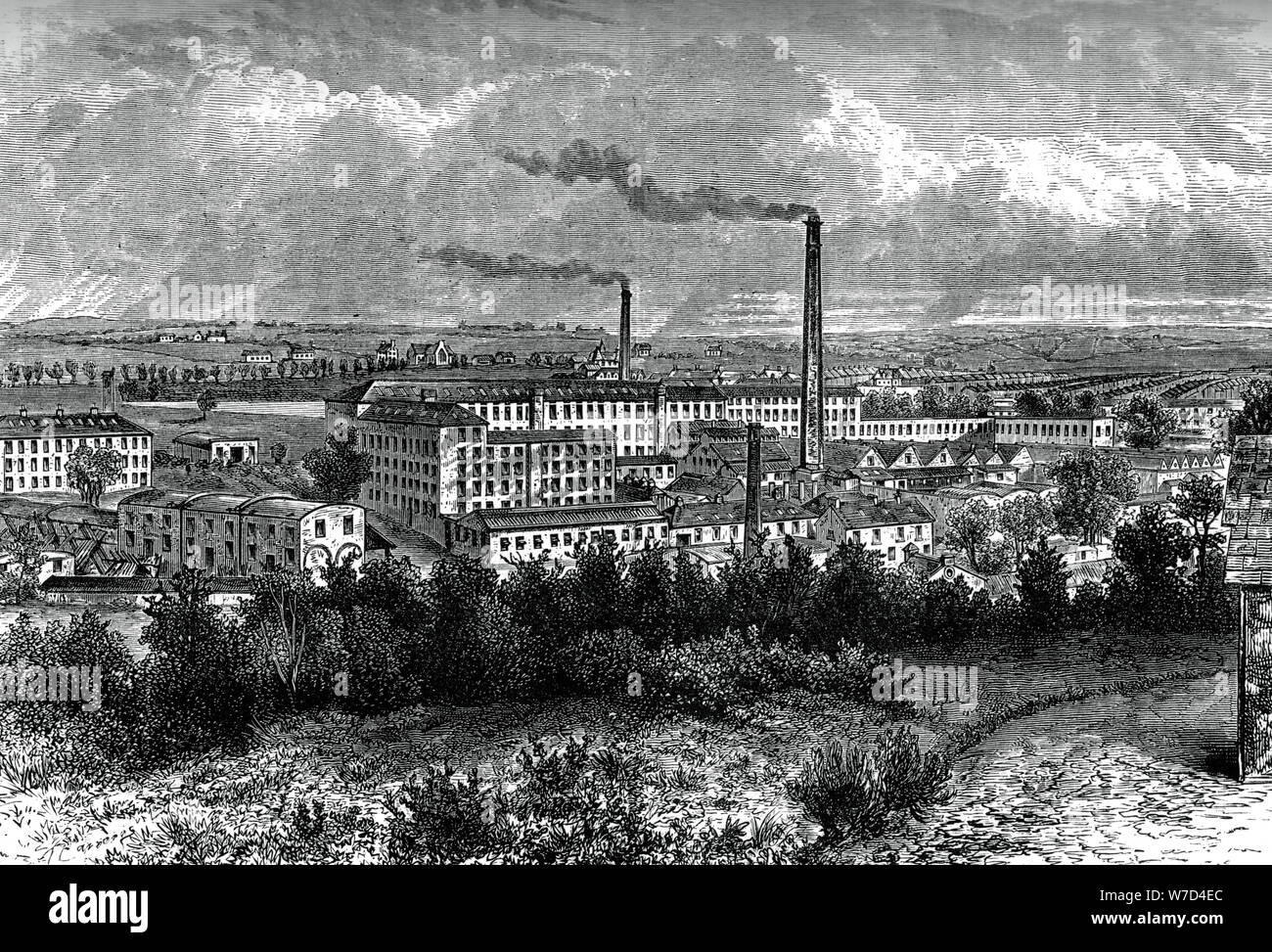 Bessbrook Mills and village, County Armagh, Ireland, c1880. Artist: Unknown Stock Photo