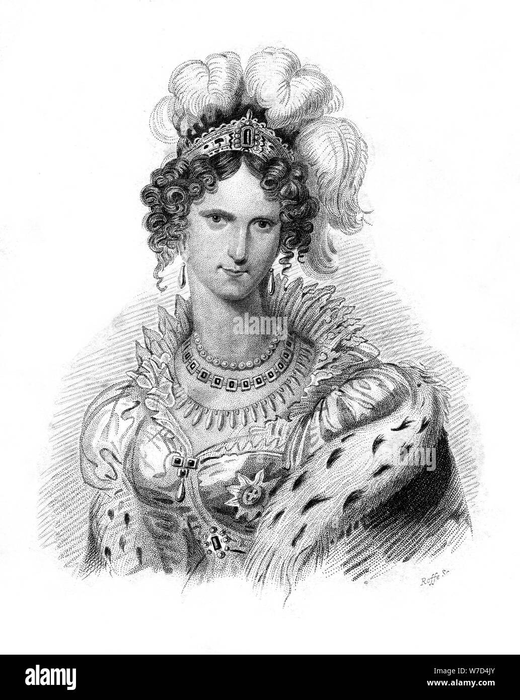 Queen Adelaide, queen consort of King William IV, 19th century.Artist: Roffe Stock Photo