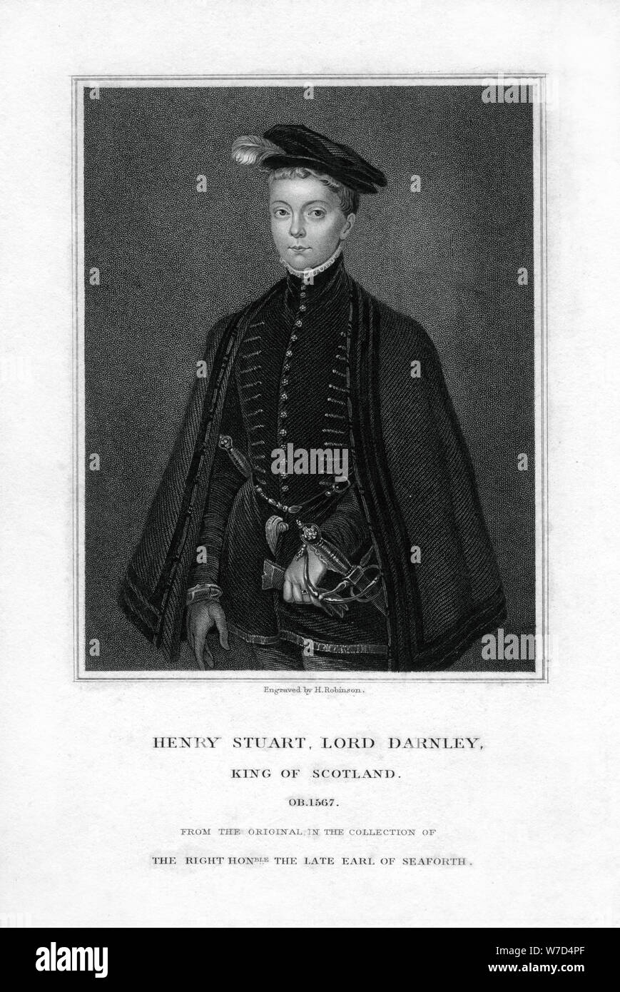 Henry Stuart, Lord Darnley, second husband of Mary, Queen of Scots, (19th century).Artist: H Robinson Stock Photo