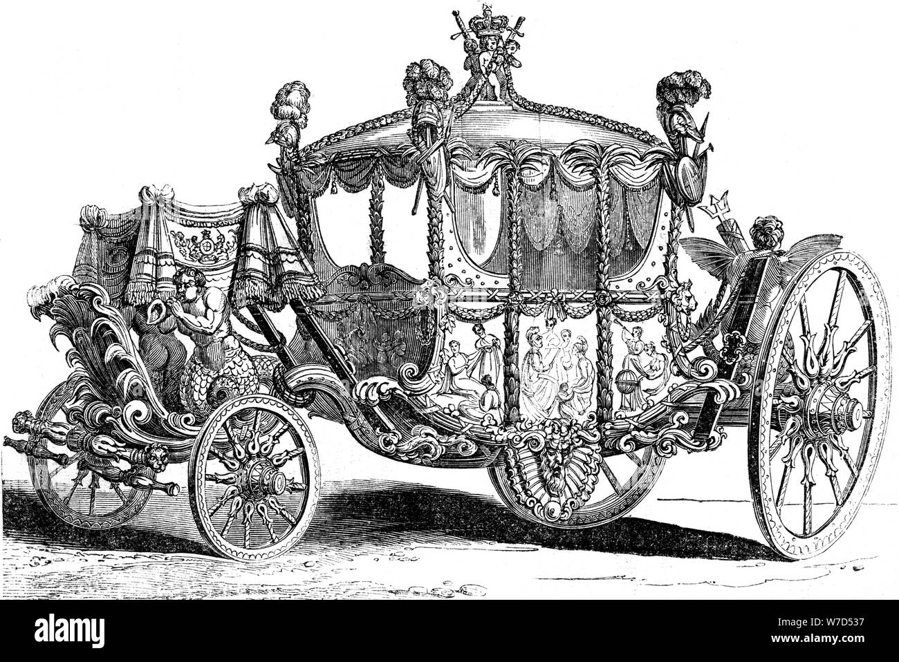 Royal gold state coach, 19th century. Artist: Unknown Stock Photo