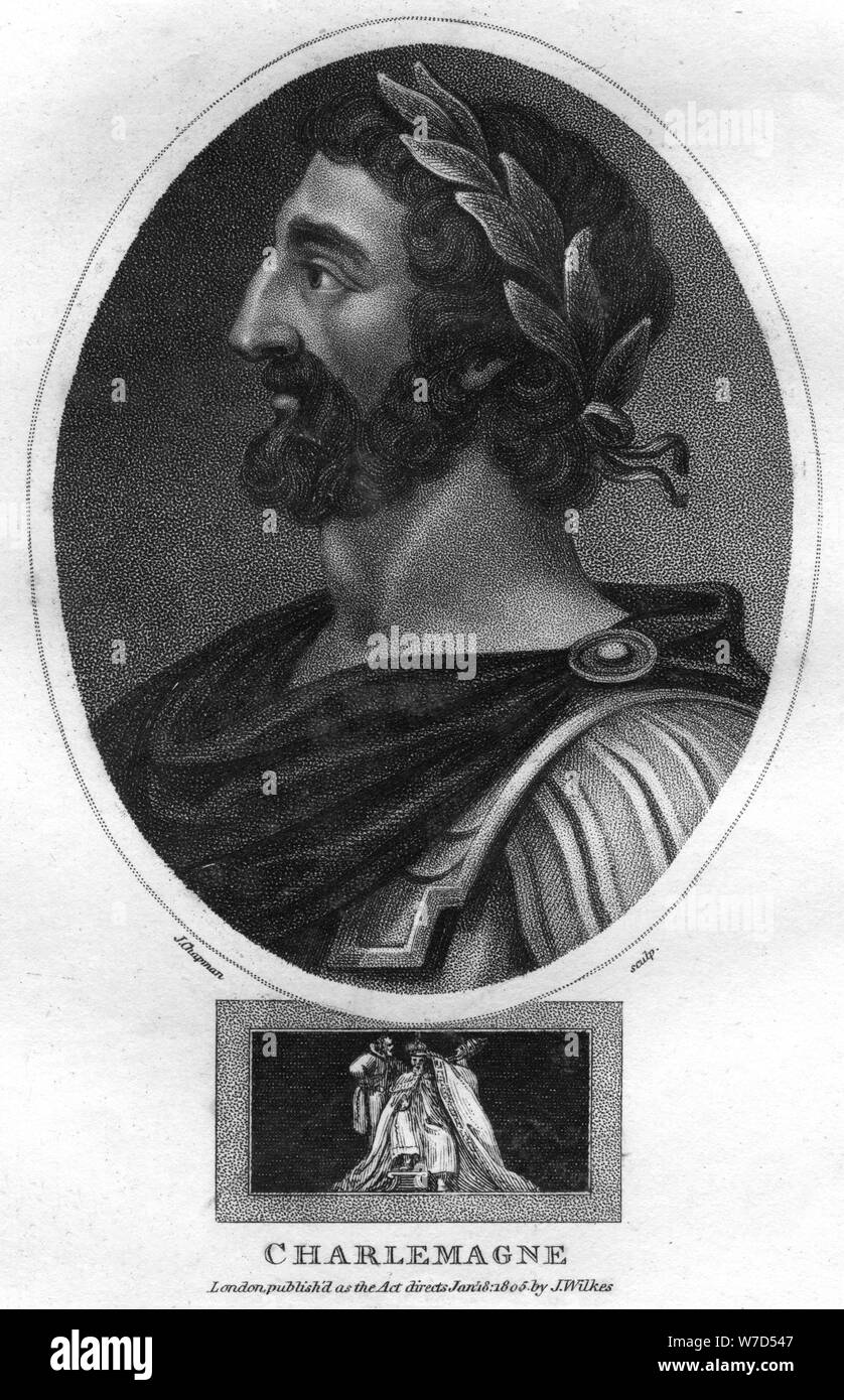 Charlemagne, or Charles the Great, King of the Franks and Holy Roman Emperor, (1805).Artist: J Chapman Stock Photo