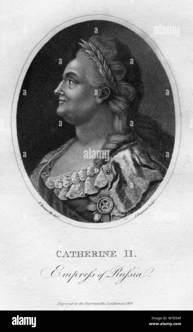 Catherine the Great, Empress of Russia, (1826).Artist: J Chapman Stock Photo
