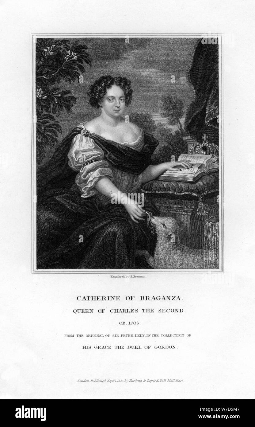 Catherine of Braganza, Queen of Charles II, 1833.Artist: S Freeman Stock Photo