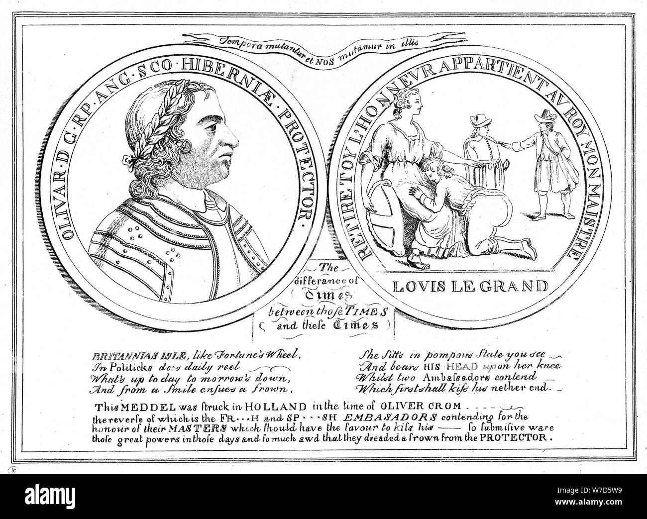 Medal from the time of Oliver Cromwell, 17th century. Artist: Unknown Stock Photo
