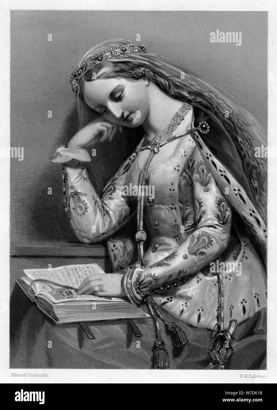 Elizabeth of York, Queen Consort of King Henry VII of England, (19th century).Artist: WH Egleton Stock Photo