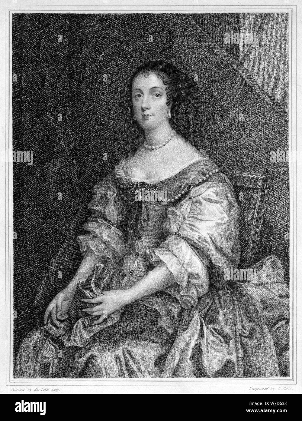 Catherine of Braganza, Queen Consort of King Charles II of England, (19th century).Artist: B Holl Stock Photo