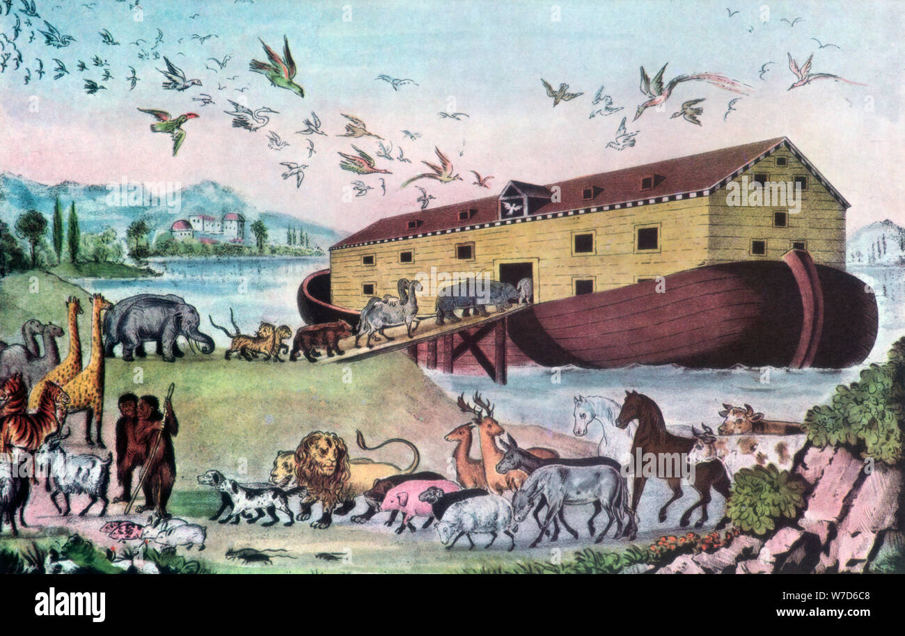 'Noah's Ark', 19th century.Artist: Nathaniel Currier Stock Photo