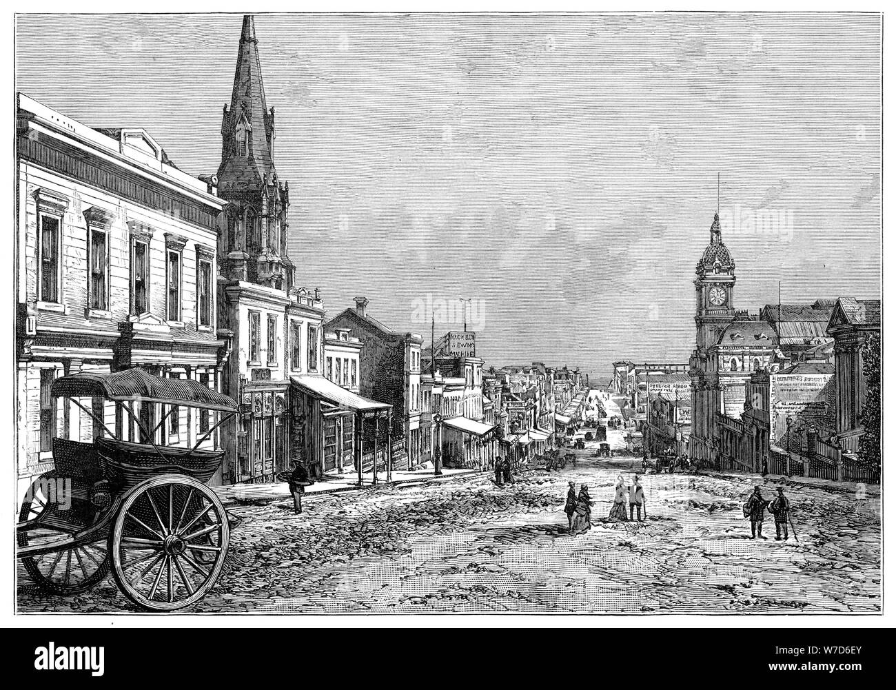 Collins Street, Melbourne, Victoria, Australia, 19th century. Artist: Unknown Stock Photo