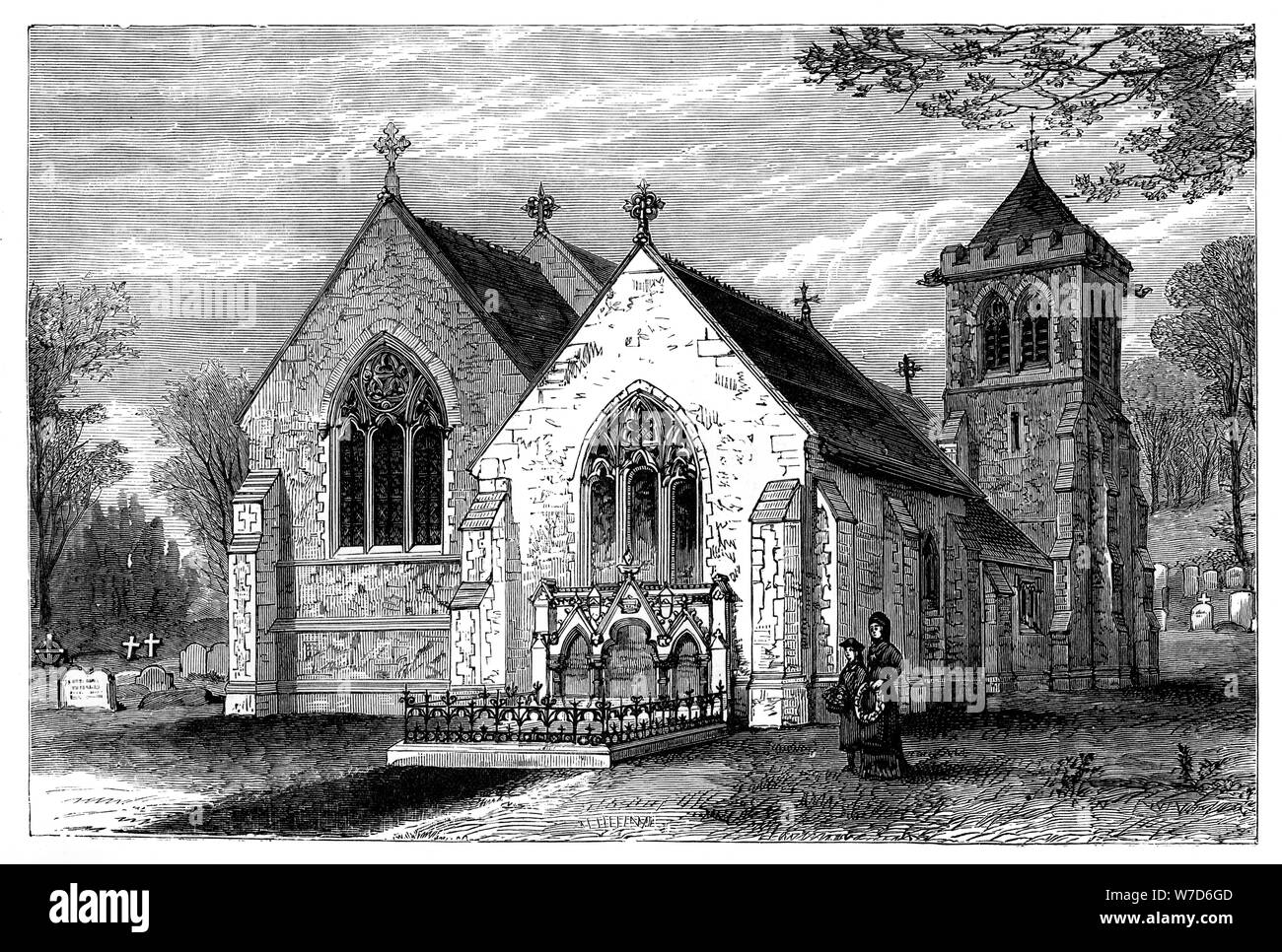 St Michael's Church and the grave of Benjamin Disraeli (1804-1881), late 19th century. Artist: Unknown Stock Photo