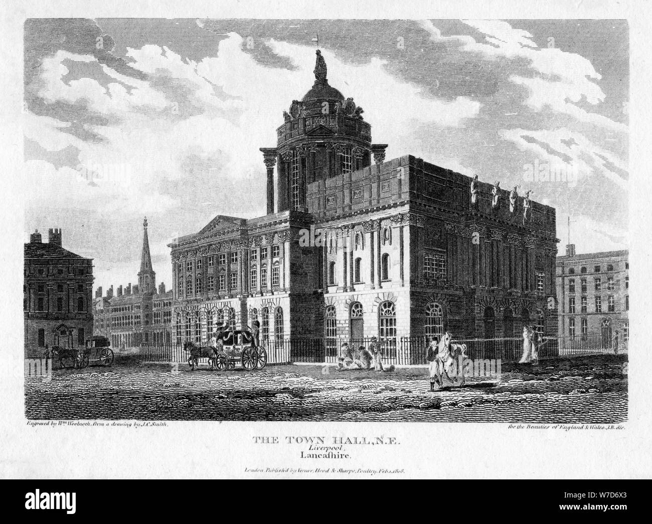 Liverpool Town Hall, Merseyside, 1808.Artist: William Woolnoth Stock Photo