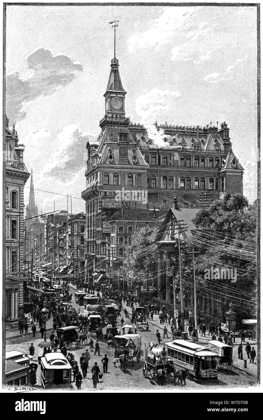 The Western Union Telegraph Company's buildings, Broadway and Dey Street, New York, 1892.Artist: Boudier Stock Photo