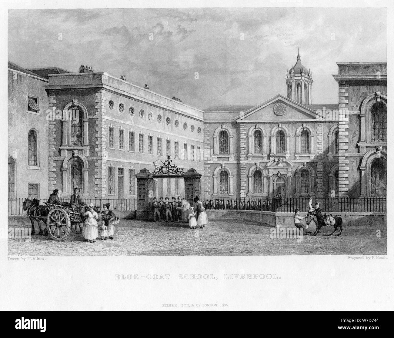 Blue-Coat School, Liverpool, 1834.Artist: P Heath Stock Photo