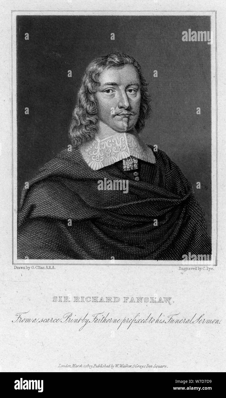 'Sir Richard Fanshaw', diplomat and author, 1823.Artist: Charles Pye Stock Photo
