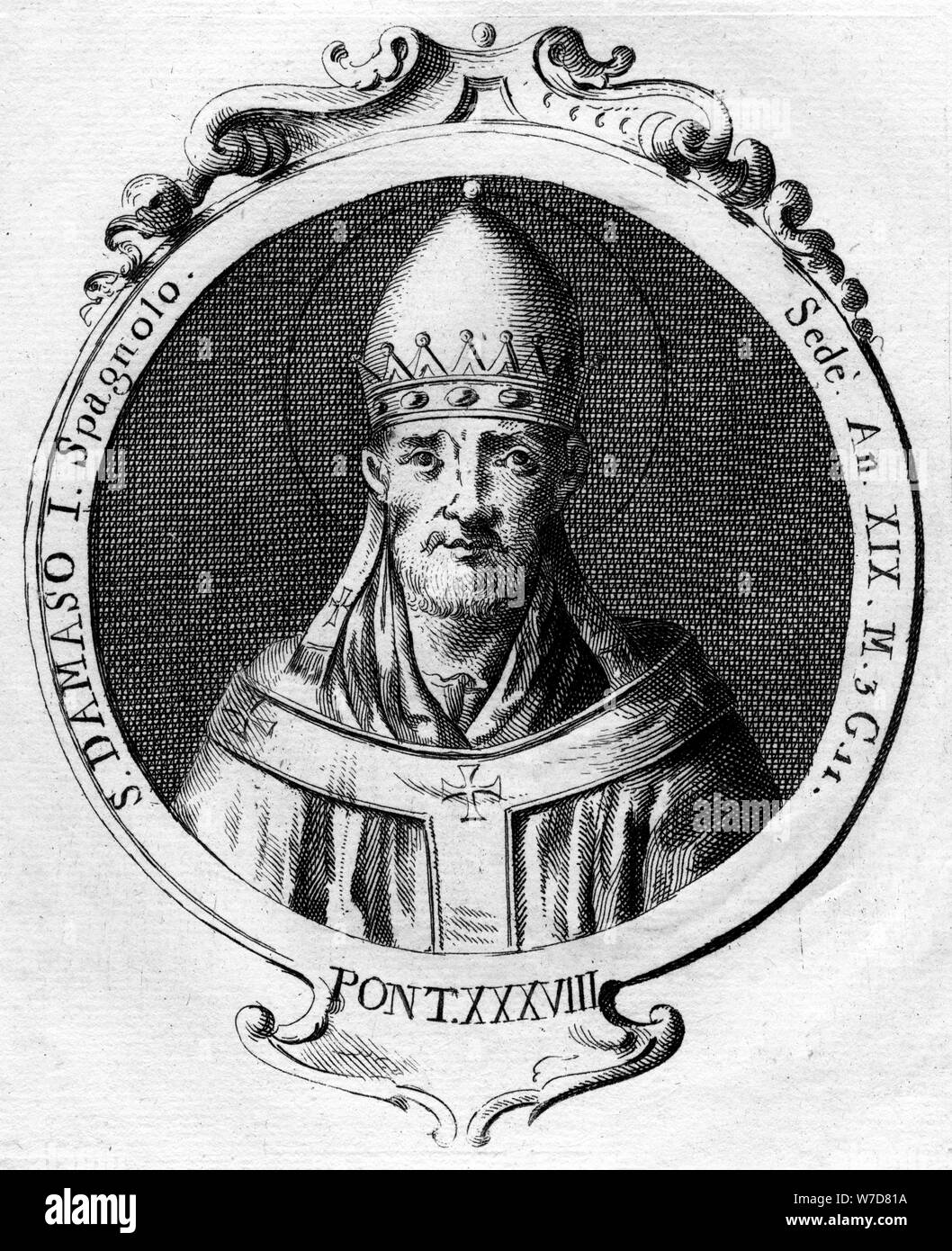 Pope Damasus I, Pope of the Catholic Church. Artist: Unknown Stock Photo