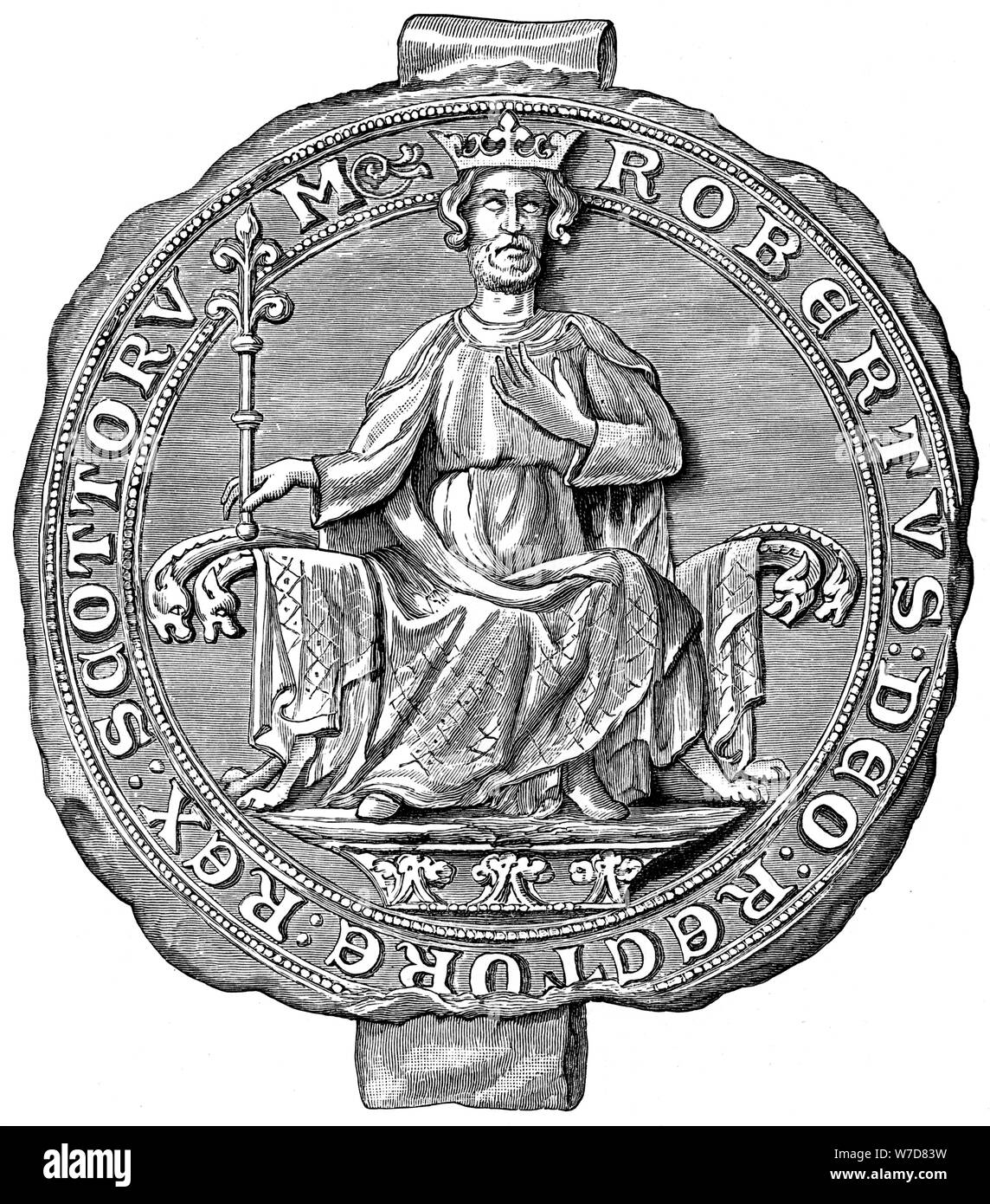 Seal of Robert the Bruce, King of Scotland, 14th century (1892). Artist: Unknown Stock Photo