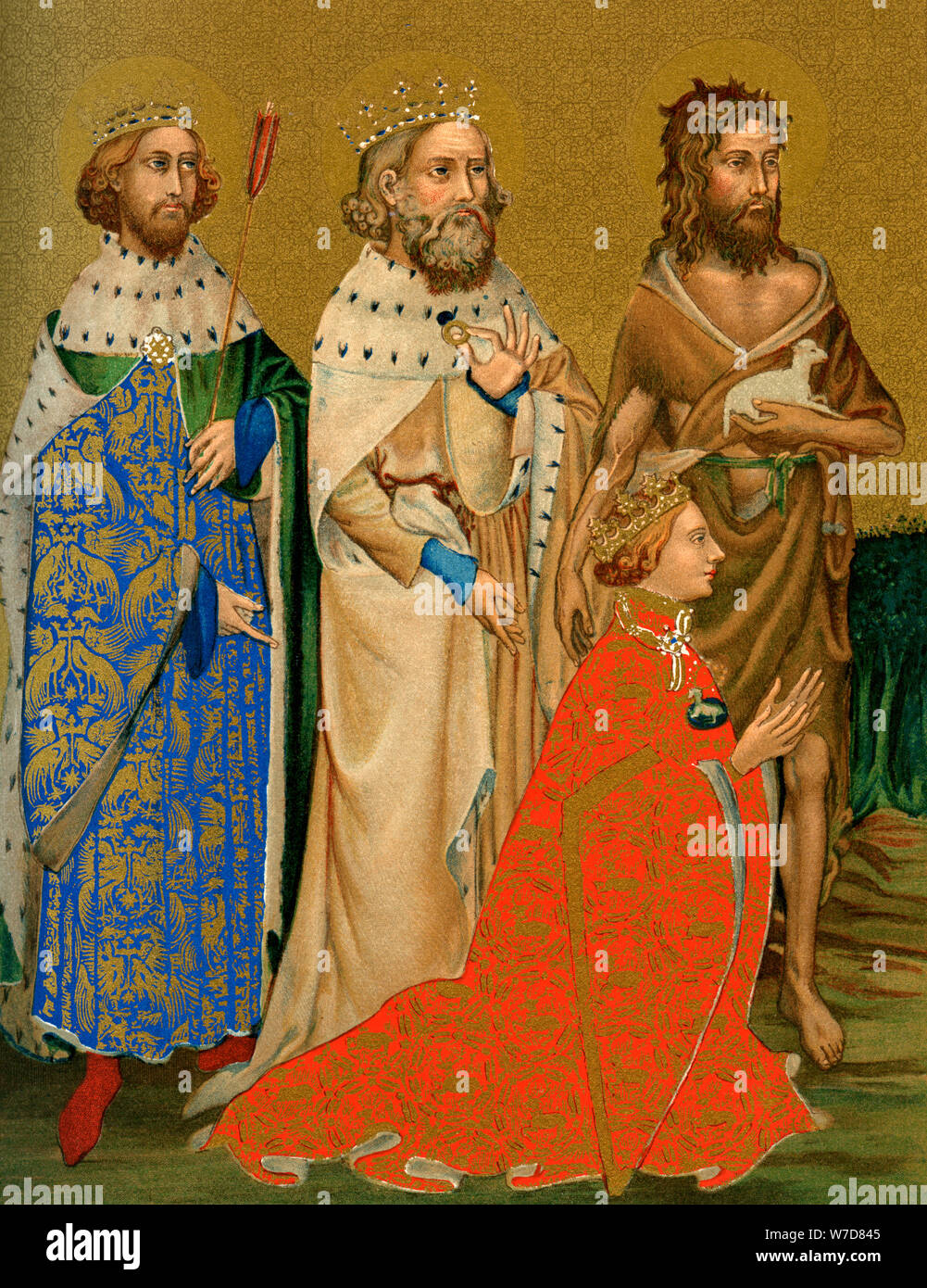 King Richard II of England and his patron saints, 14th century (1893). Artist: Unknown Stock Photo