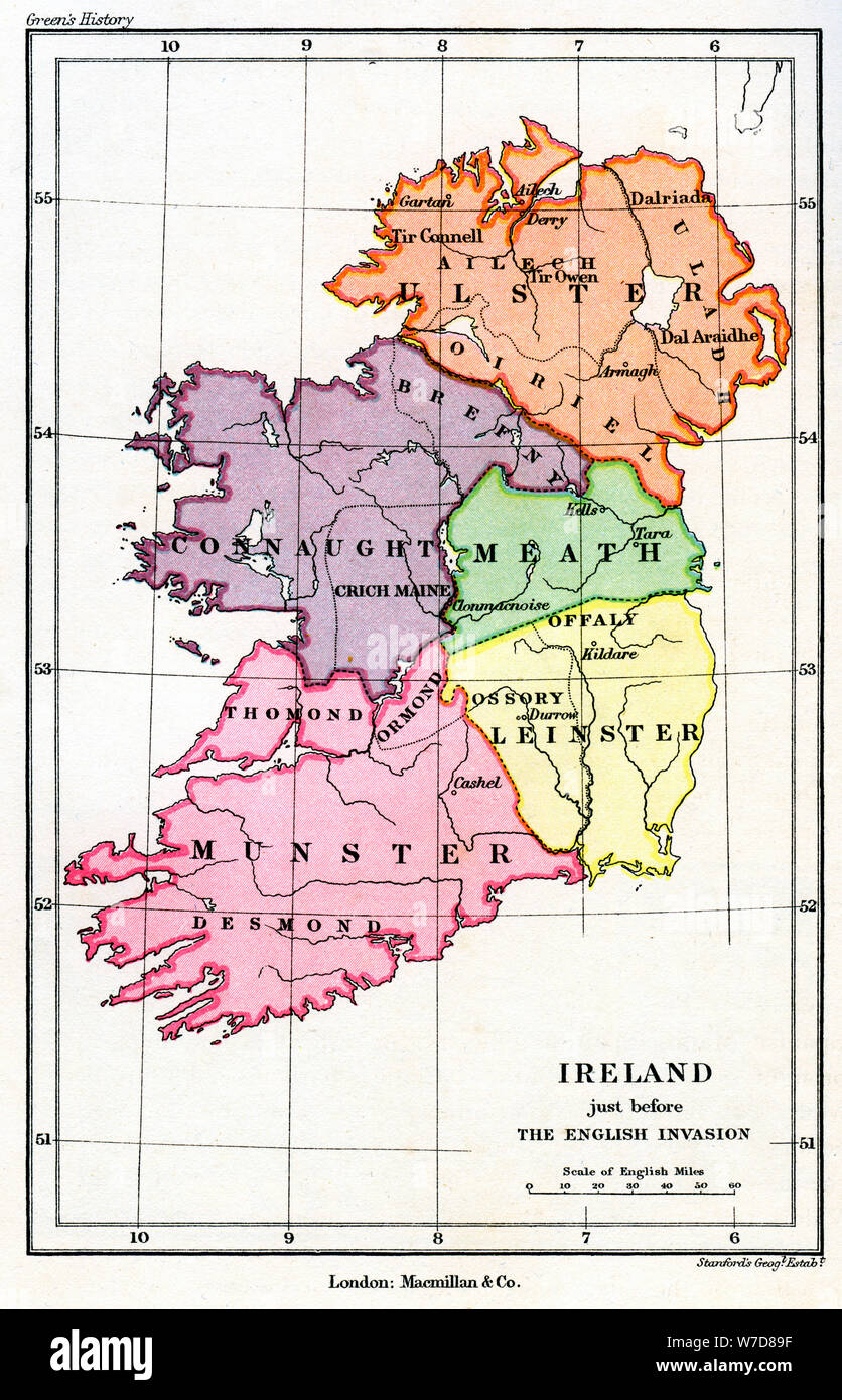 Ireland just before the English (Norman) invasion, 1169 (1893). Artist: Unknown Stock Photo