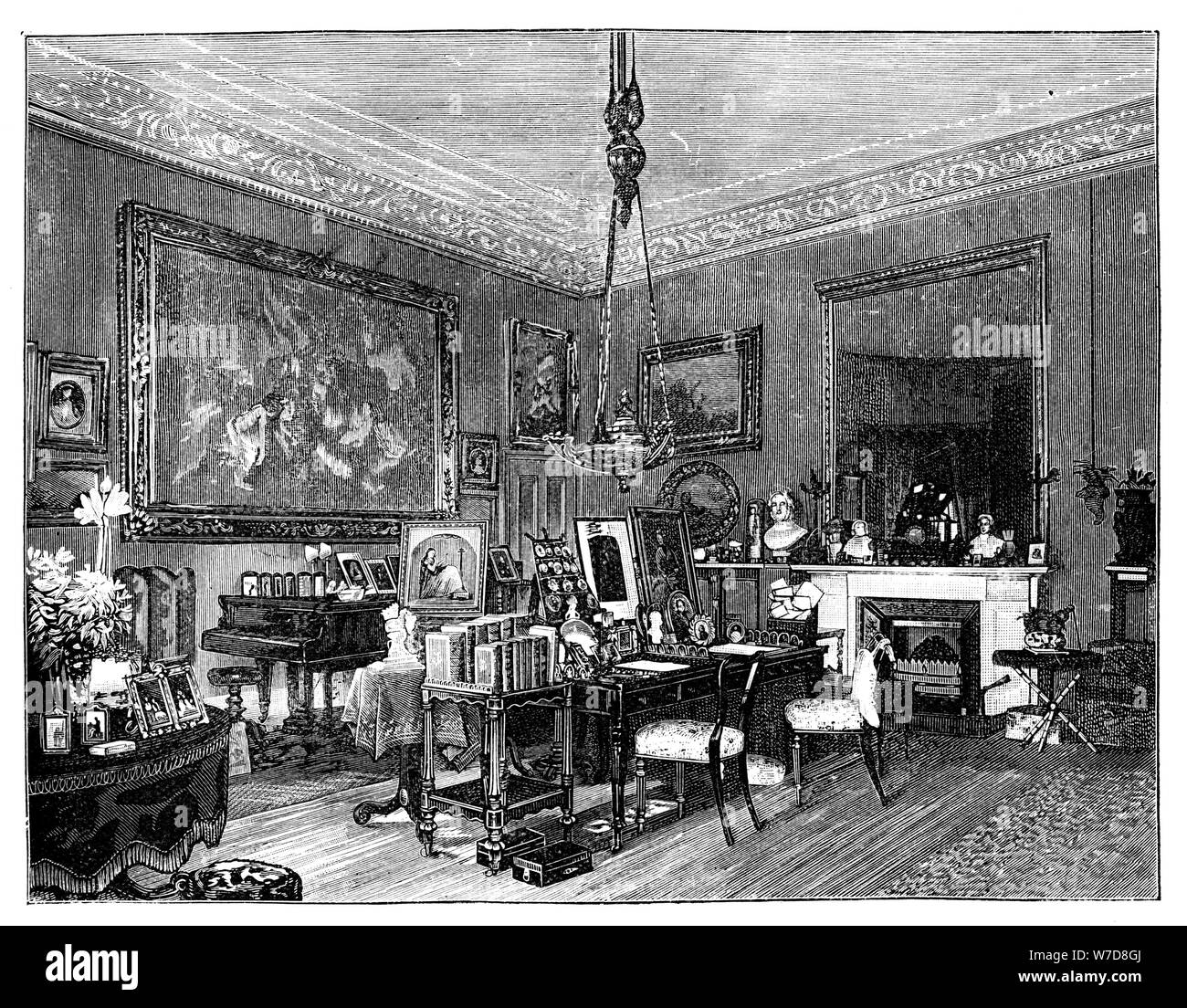 Queen Victoria's private sitting-room, Osborne House, Isle of Wight. Artist: Unknown Stock Photo