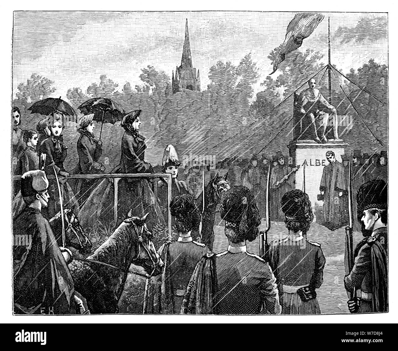 Queen Victoria unveiling the statue of Prince Albert at Aberdeen, 19th century. Artist: Unknown Stock Photo