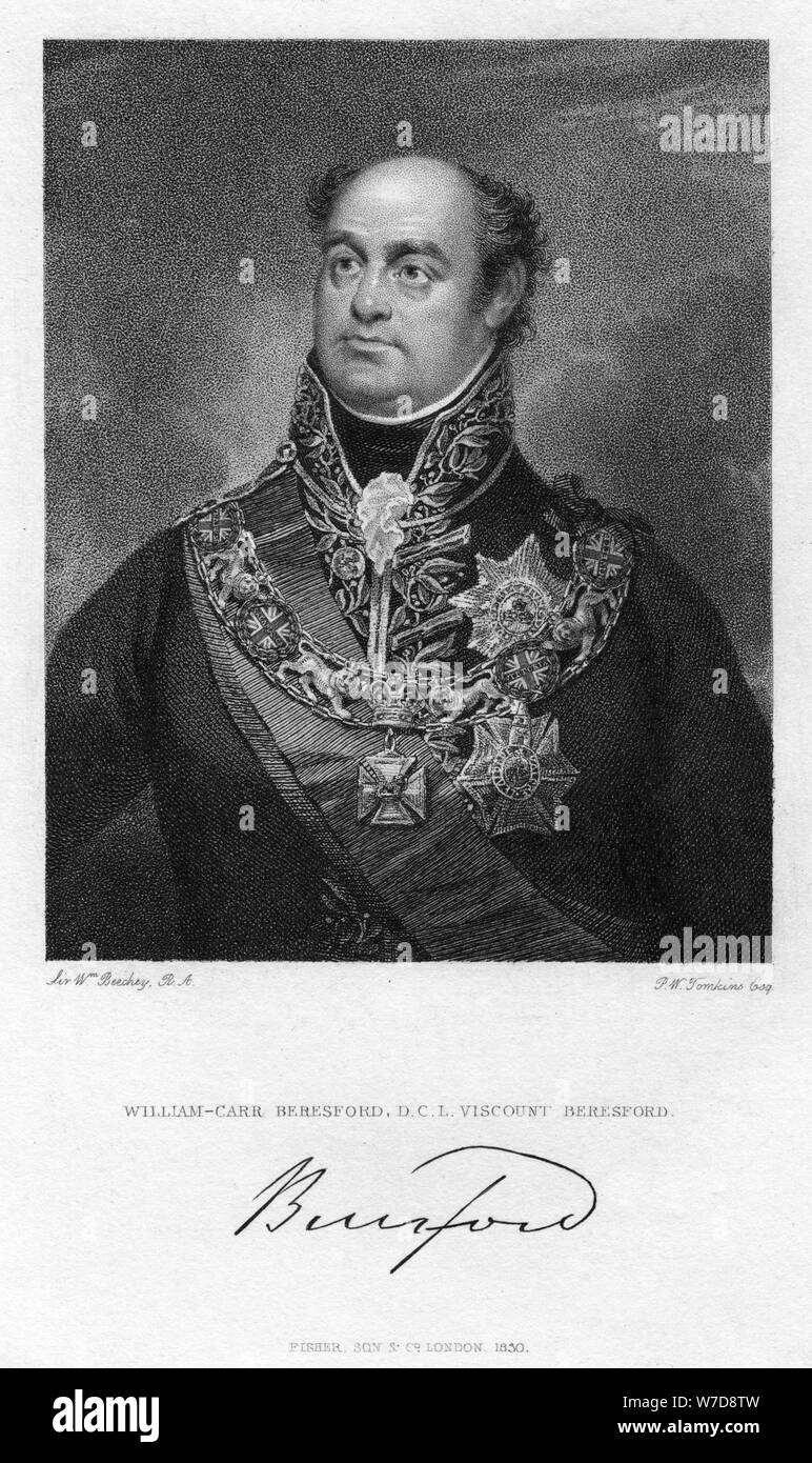 William Beresford, 1st Viscount Beresford, British soldier and politician, 1830.Artist: Peltro William Tomkins Stock Photo