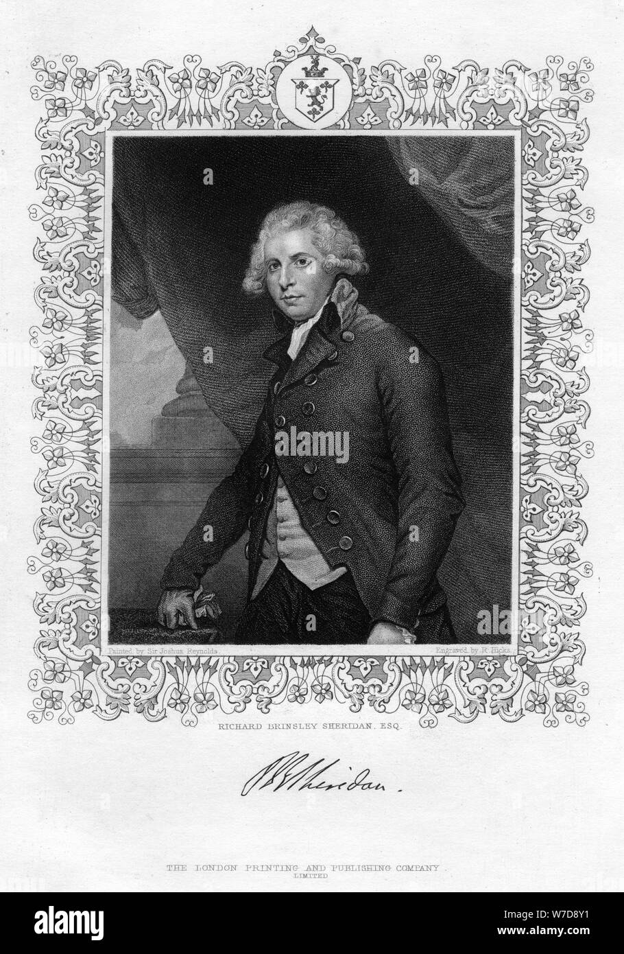Richard Brinsley Sheridan (1751-1816), Irish playwright and Whig statesman, 19th century.Artist: R Hicks Stock Photo