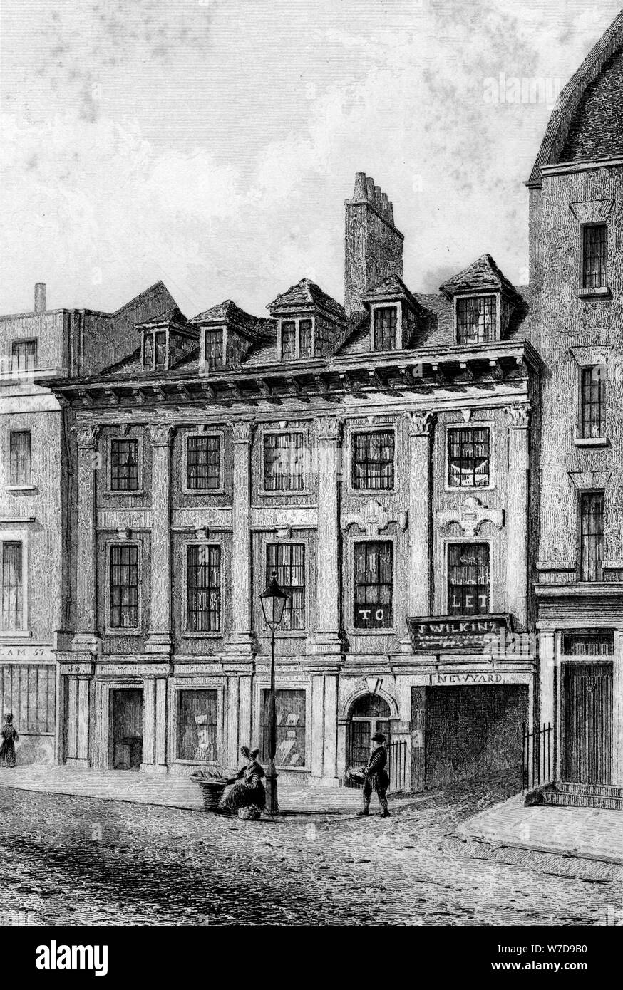 Residence of John Hoole, Great Queen Street, Lincoln's Inn Fields, London, 1840. Artist: C J Smith Stock Photo