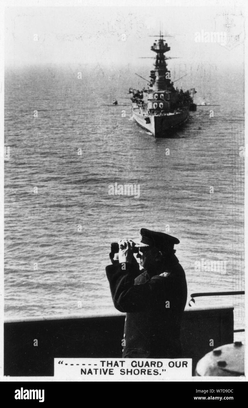 Battlecruiser HMS 'Hood' during spring exercises, 1937. Artist: Unknown Stock Photo