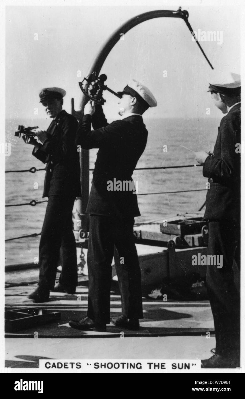 Cadets 'shooting the sun', Royal Navy College, 1937. Artist: Unknown Stock Photo