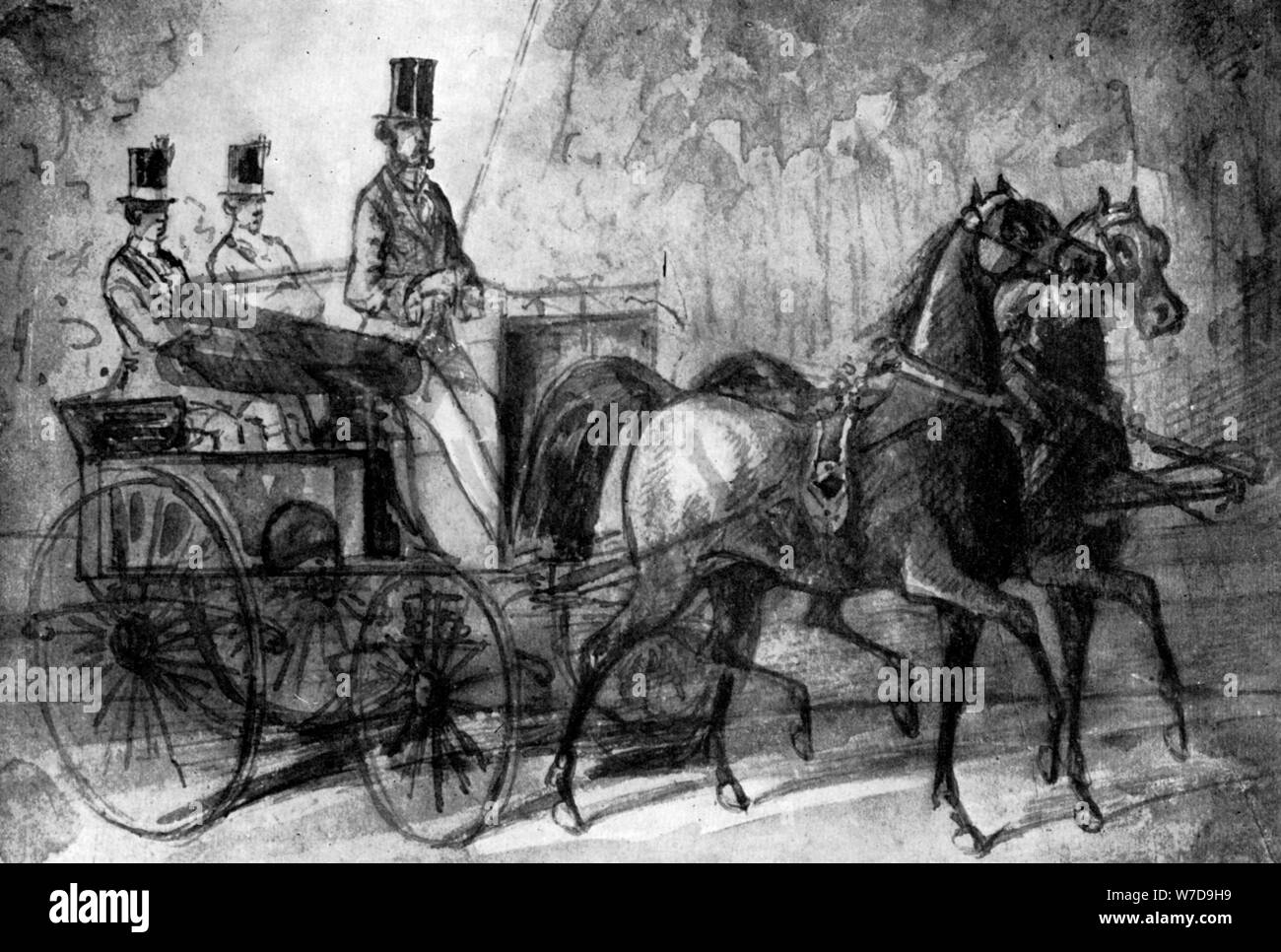 'A Dandy Driving', 19th century, (1930). Artist: Constantin Guys Stock Photo