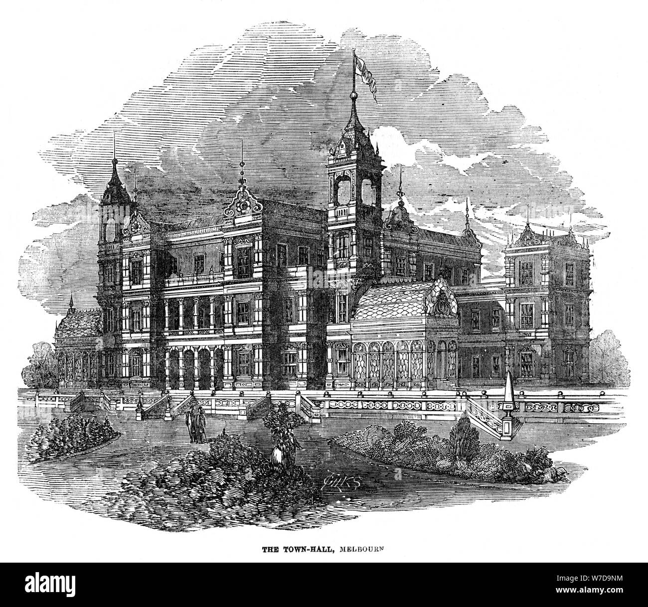 'Town Hall, Melbourne, Australia', 1855. Artist: J Pass Stock Photo